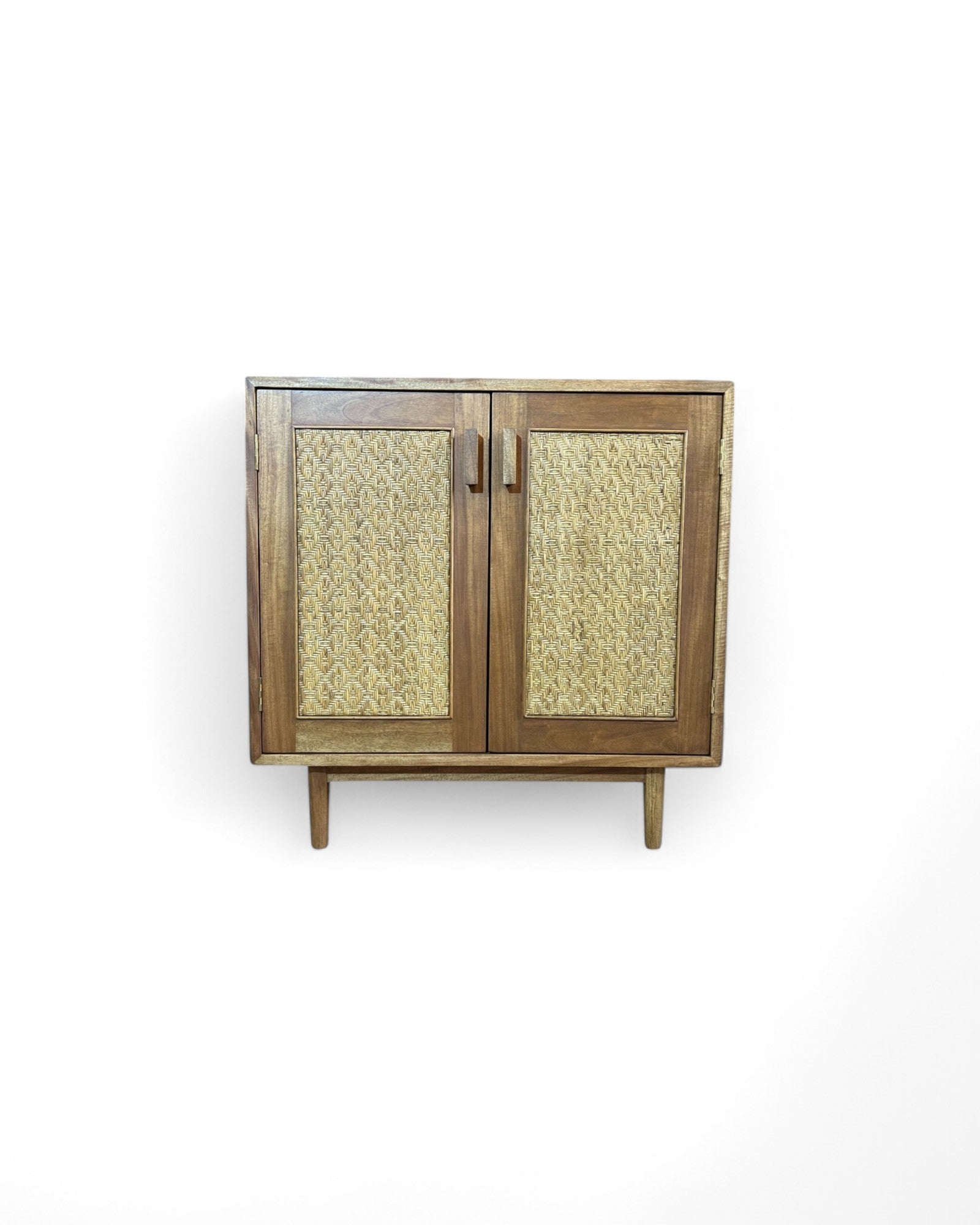 Sadao Wood Diamond Weave Rattan Low Sideboard