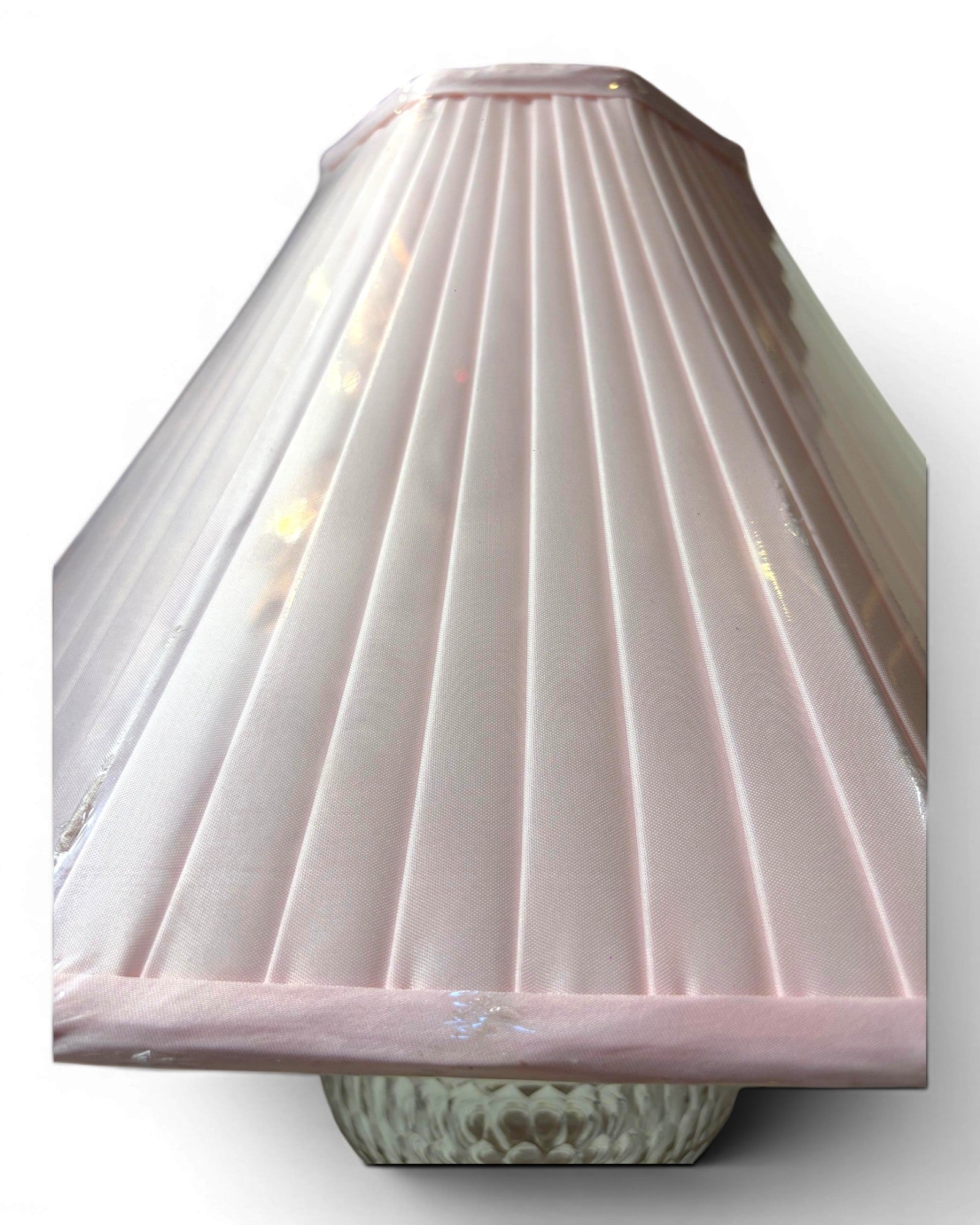 Vintage Clear Glass with Pleated Pink Shade Table Lamp