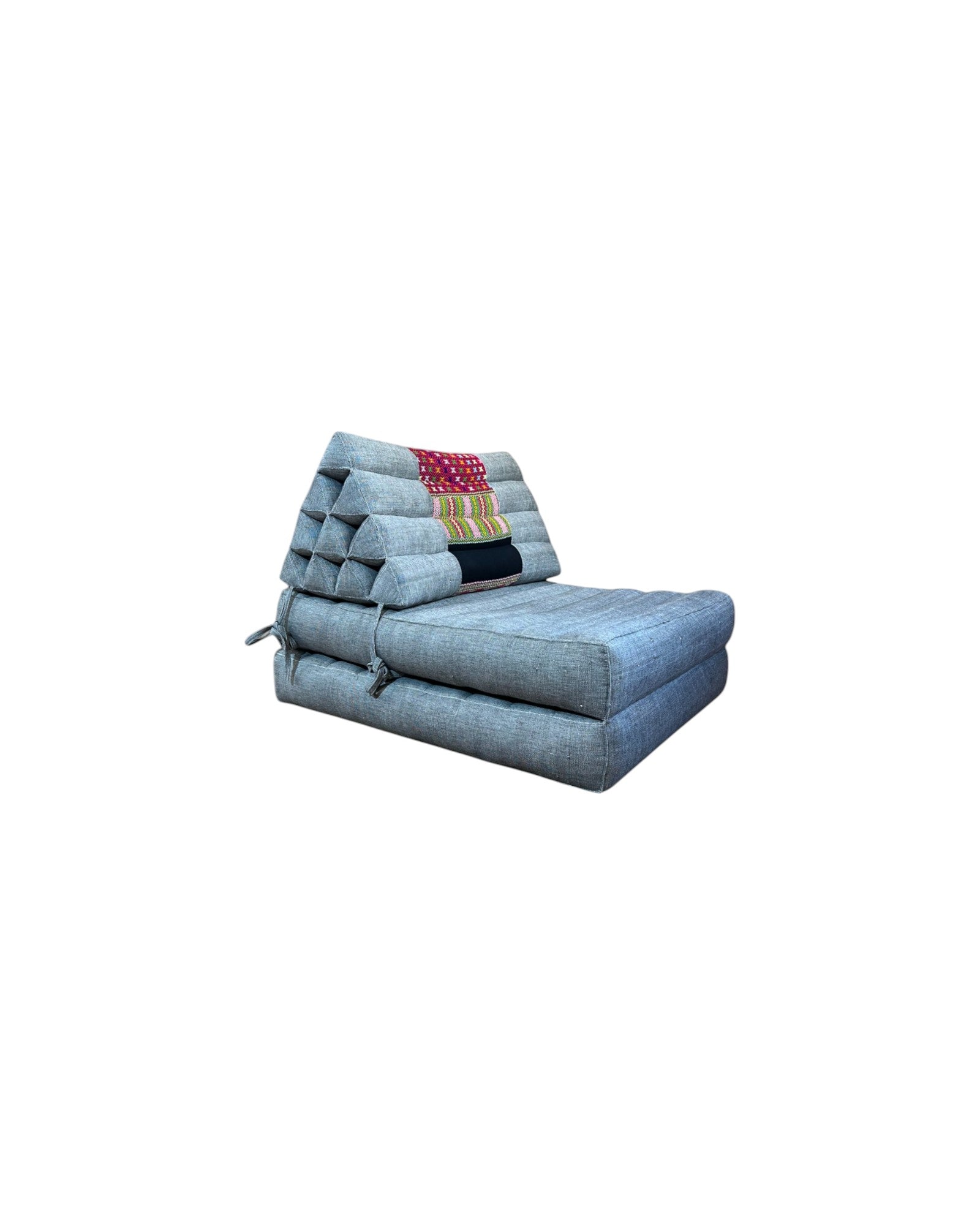 Hilltribe Pattern Grey Thai Weave Long Strap Triangle Cushion