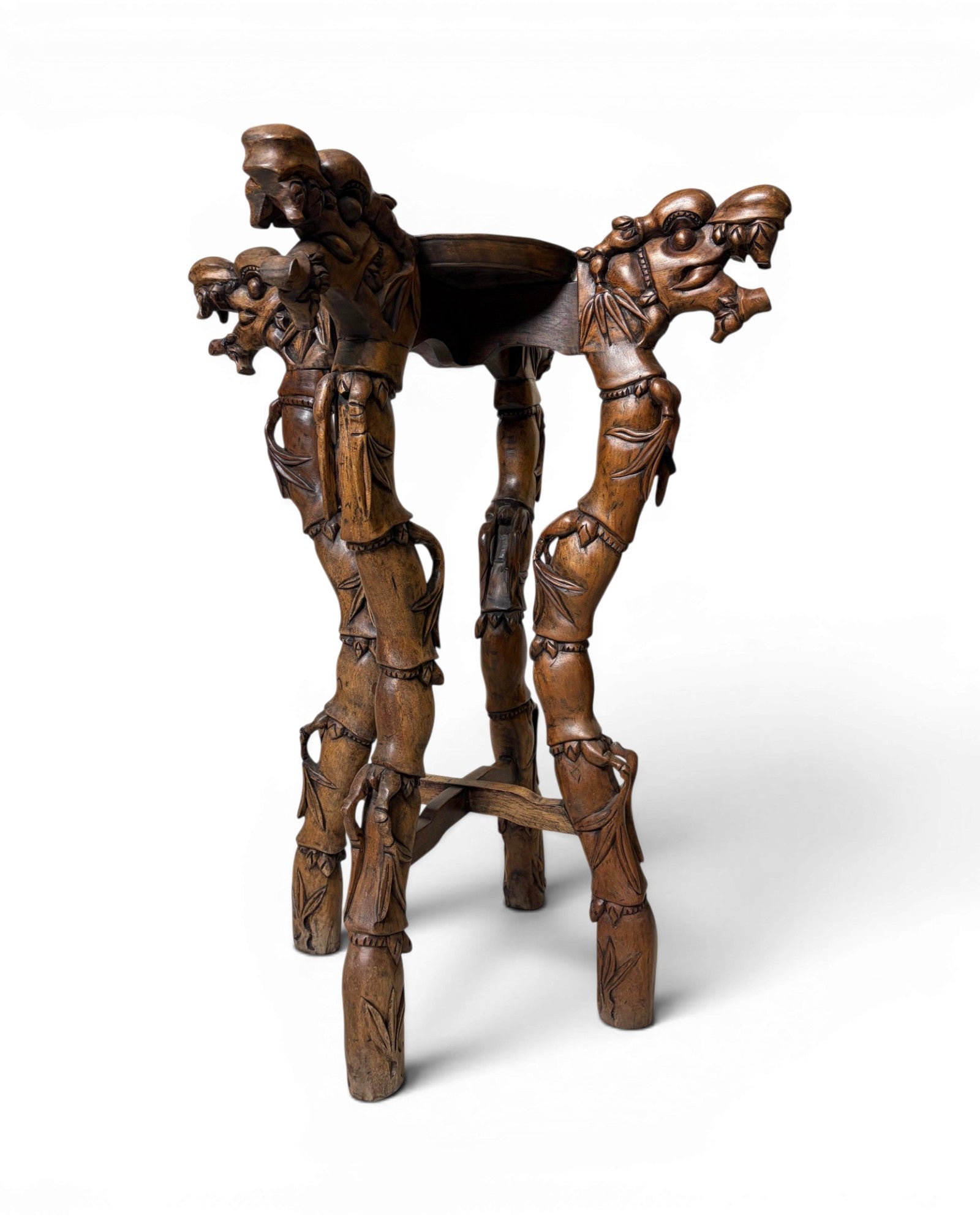 Vintage Chinese Carved Wooden Plant Stand