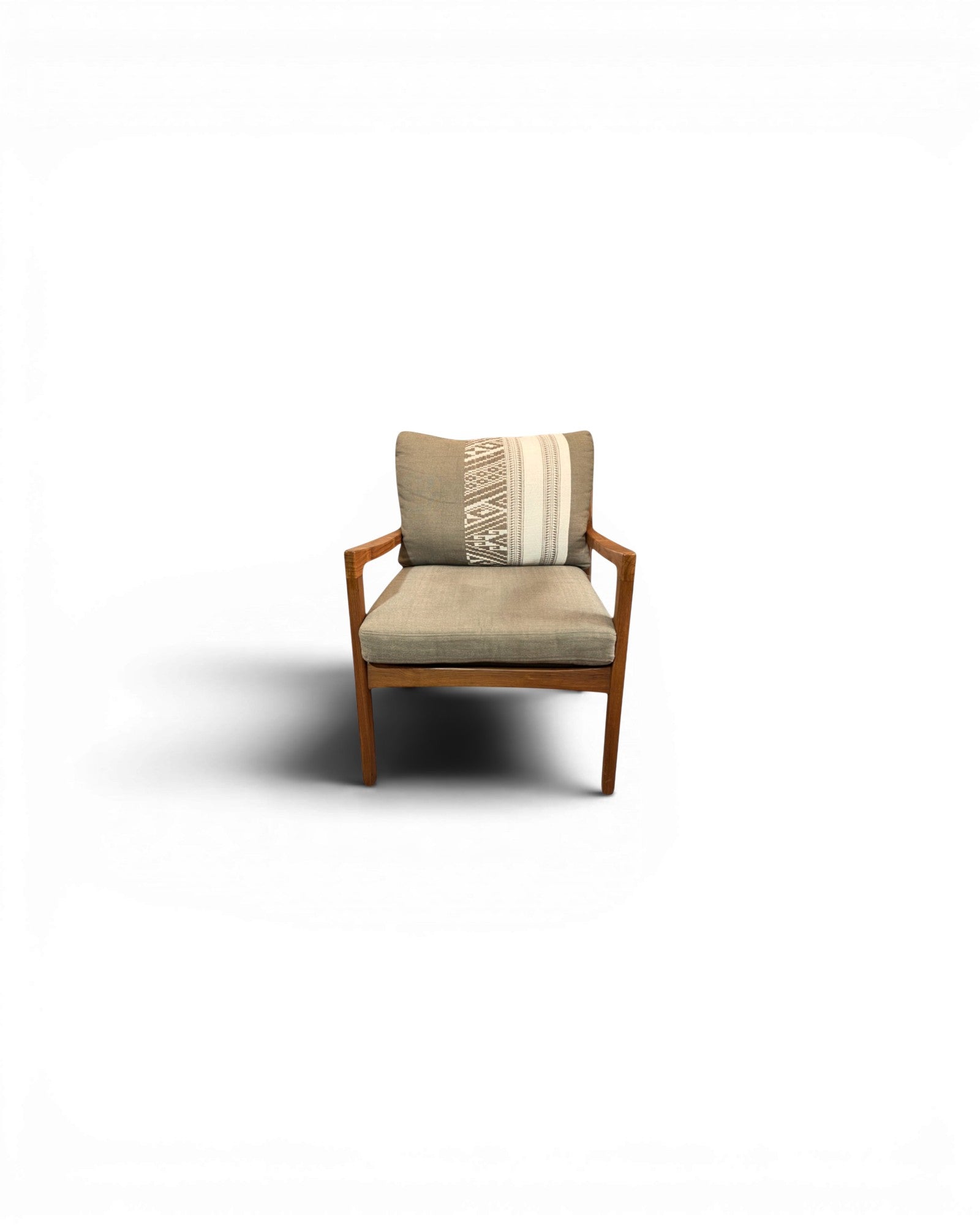 Ikat Khaki Thai Weave Teak Wood Armchair - Surround Living - 1
