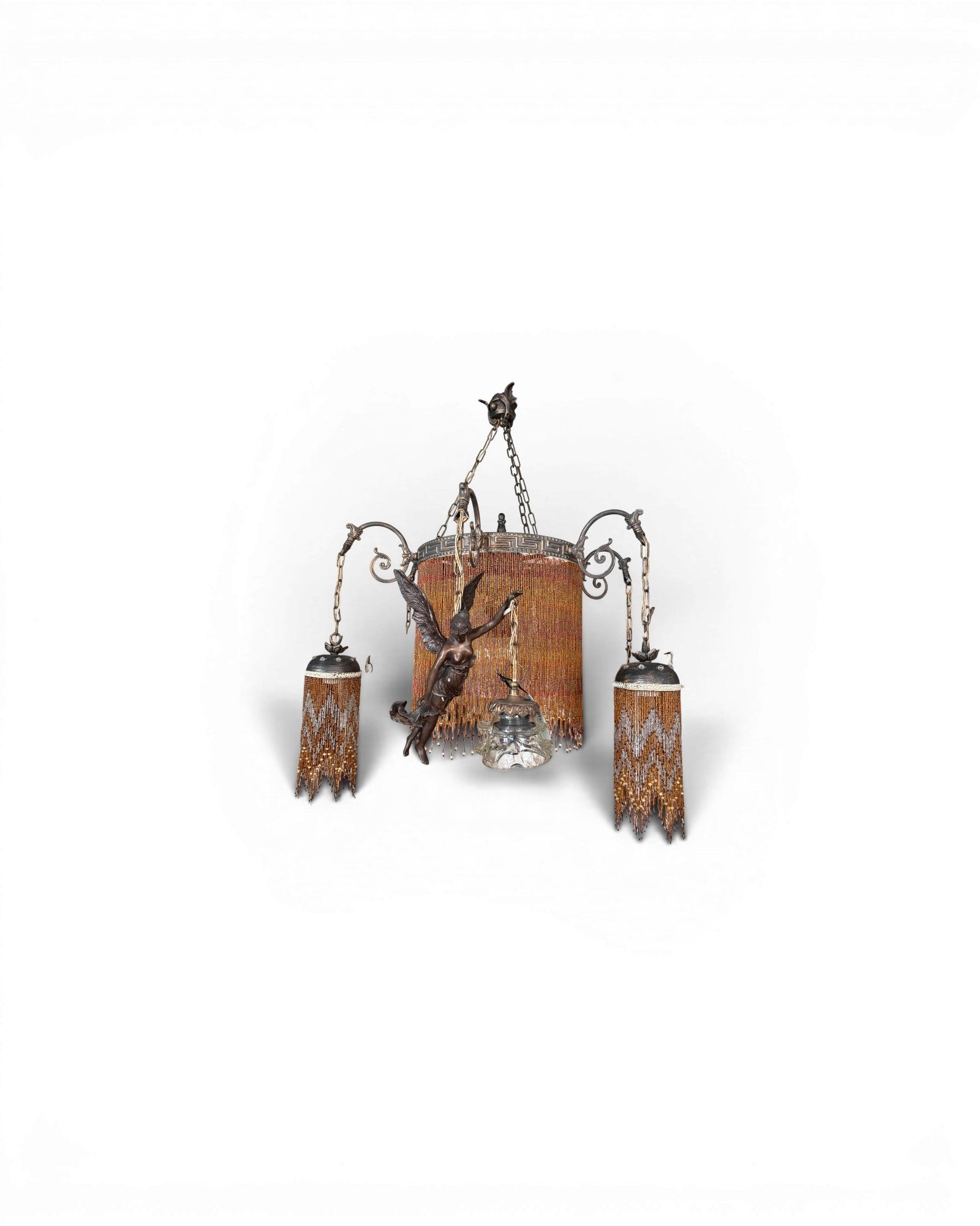 Antique-Style Hanging Lamp with Angel Figures