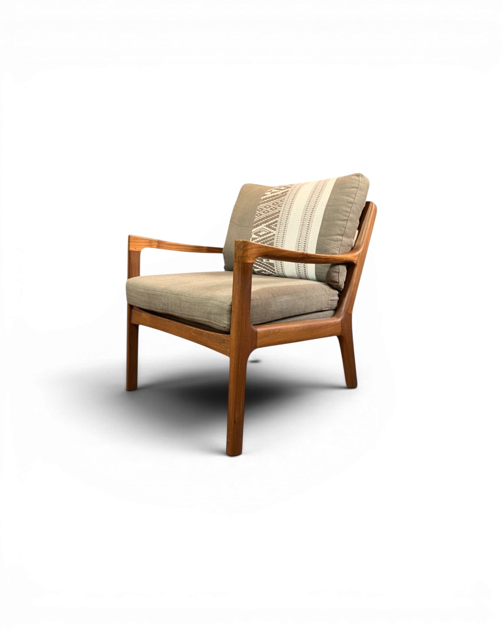 Ikat Khaki Thai Weave Teak Wood Armchair - Surround Living - 4