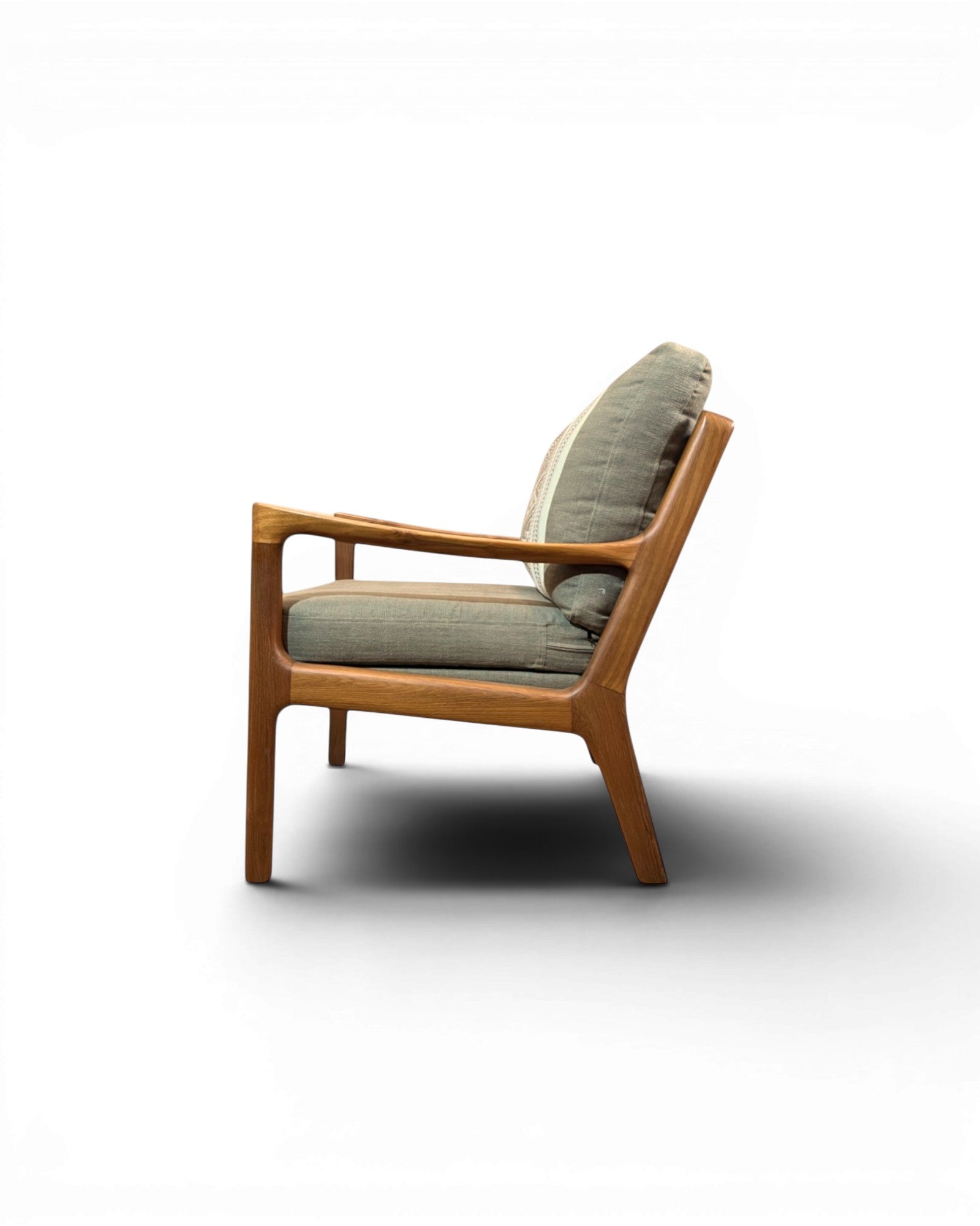 Ikat Khaki Thai Weave Teak Wood Armchair - Surround Living - 5