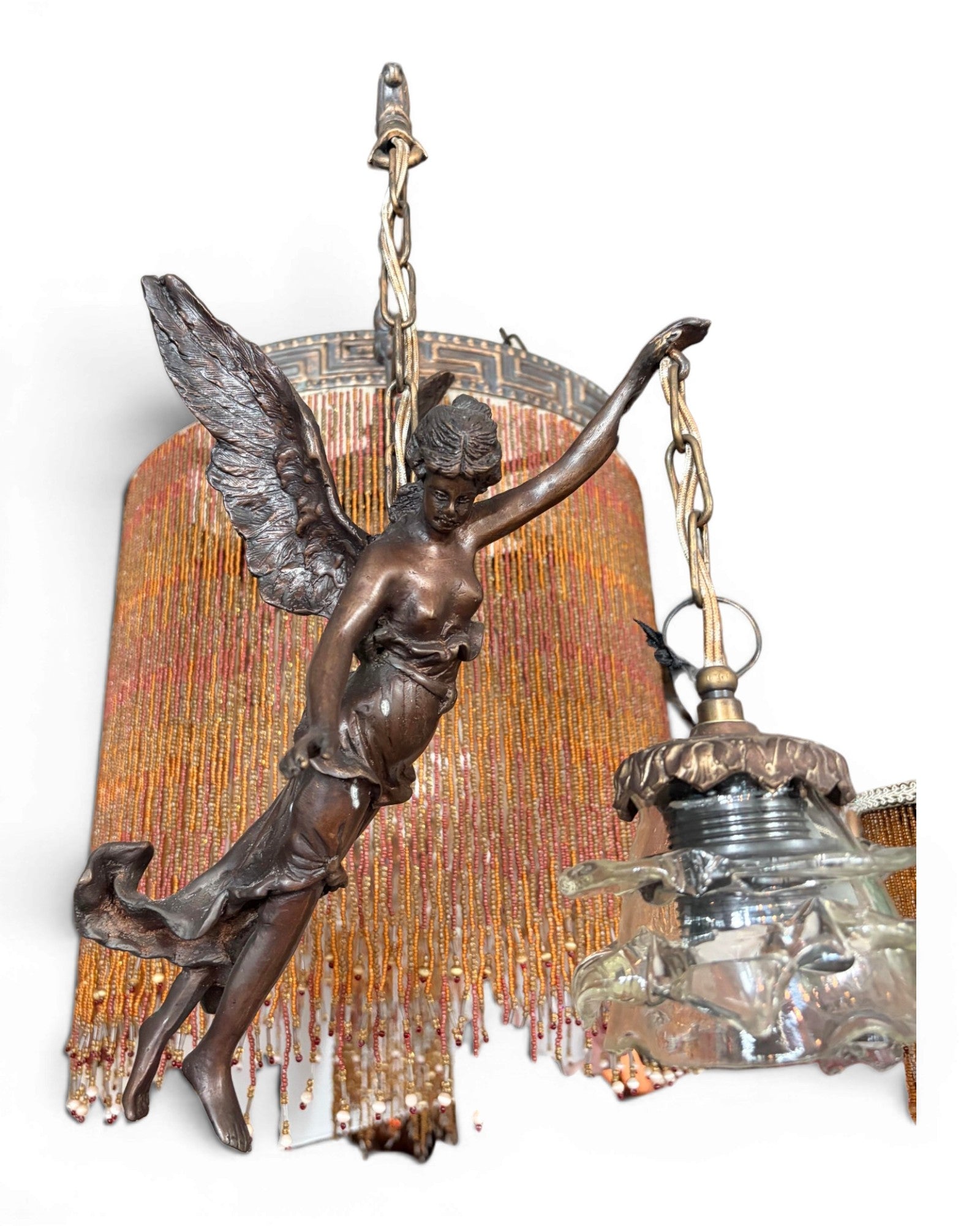 Antique-Style Hanging Lamp with Angel Figures