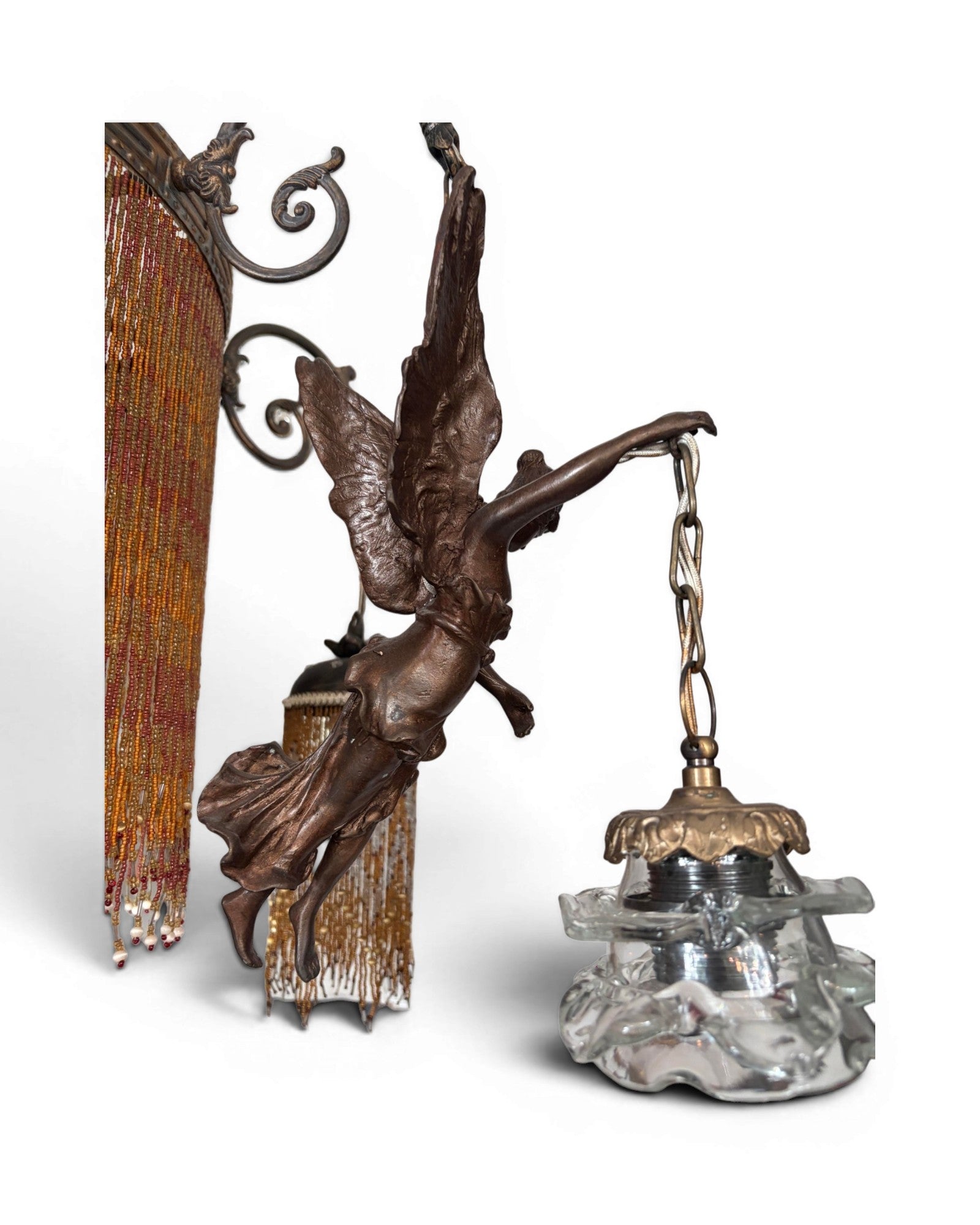 Antique-Style Hanging Lamp with Angel Figures
