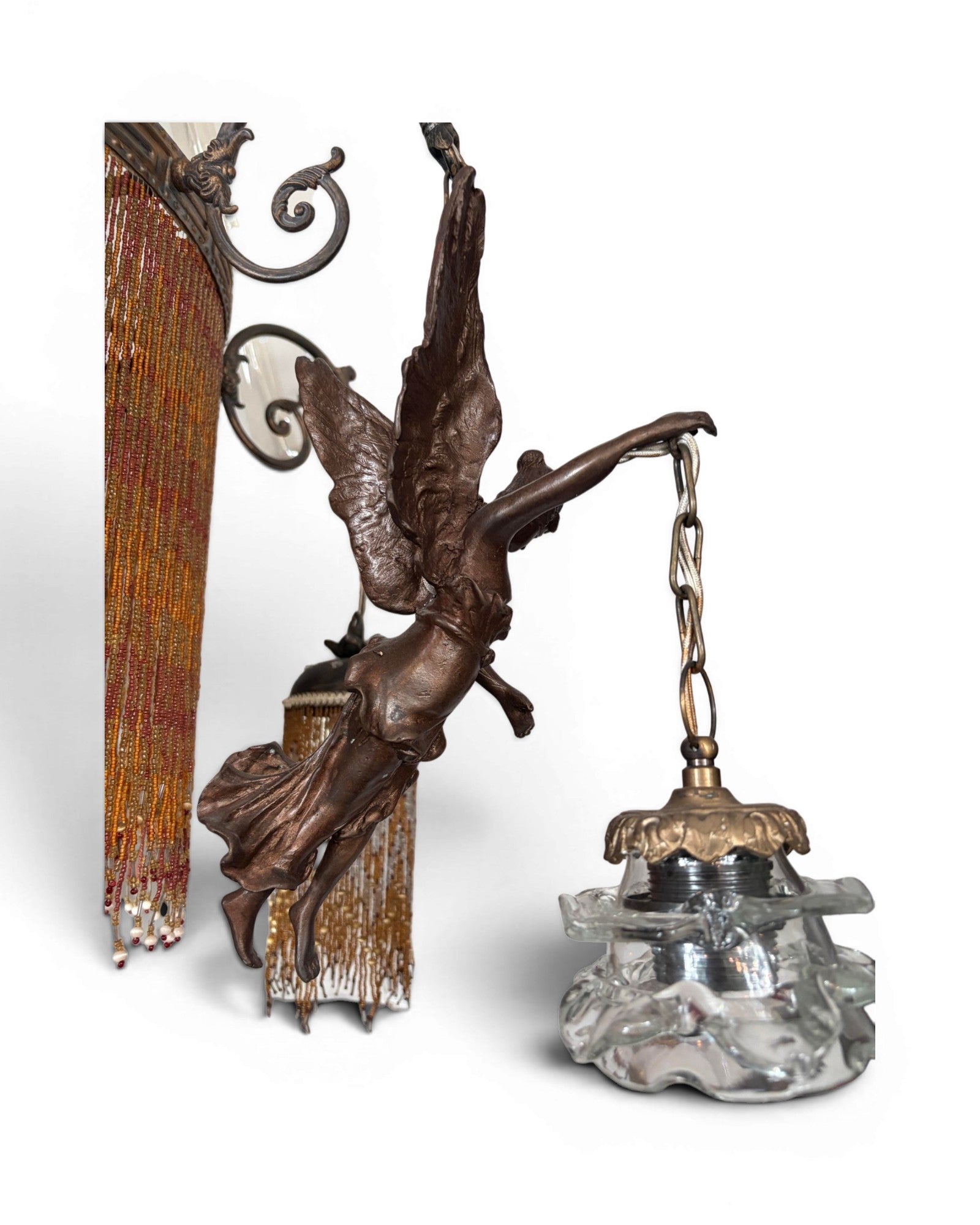 Antique-Style Hanging Lamp with Angel Figures