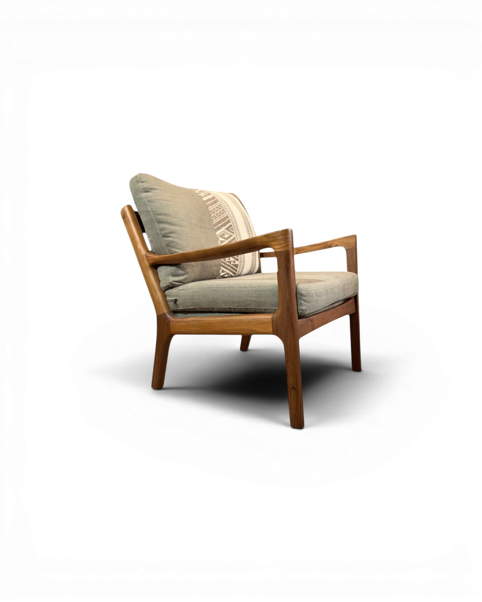 Ikat Khaki Thai Weave Teak Wood Armchair - Surround Living - 16