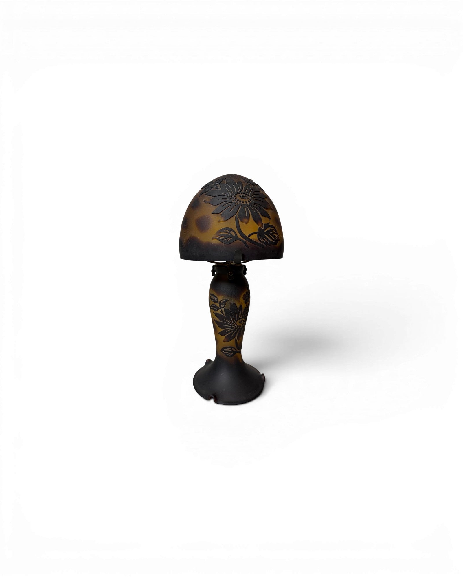 Art Nouveau Cameo Glass Table Lamp - Brown