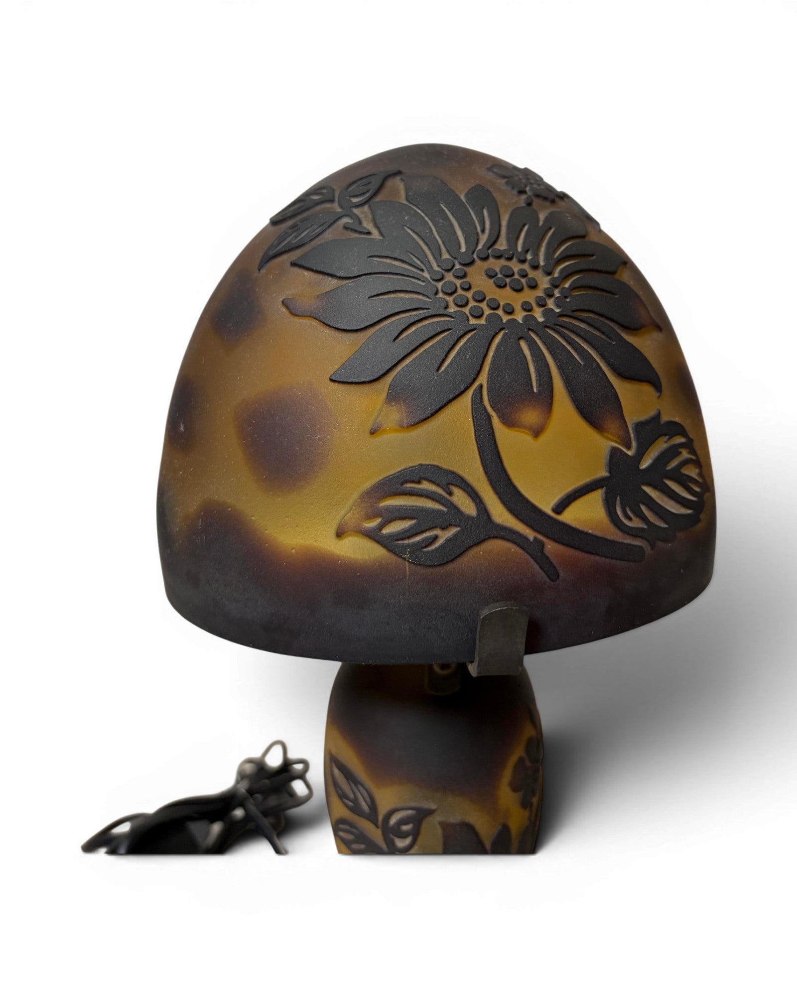 Art Nouveau Cameo Glass Table Lamp - Brown