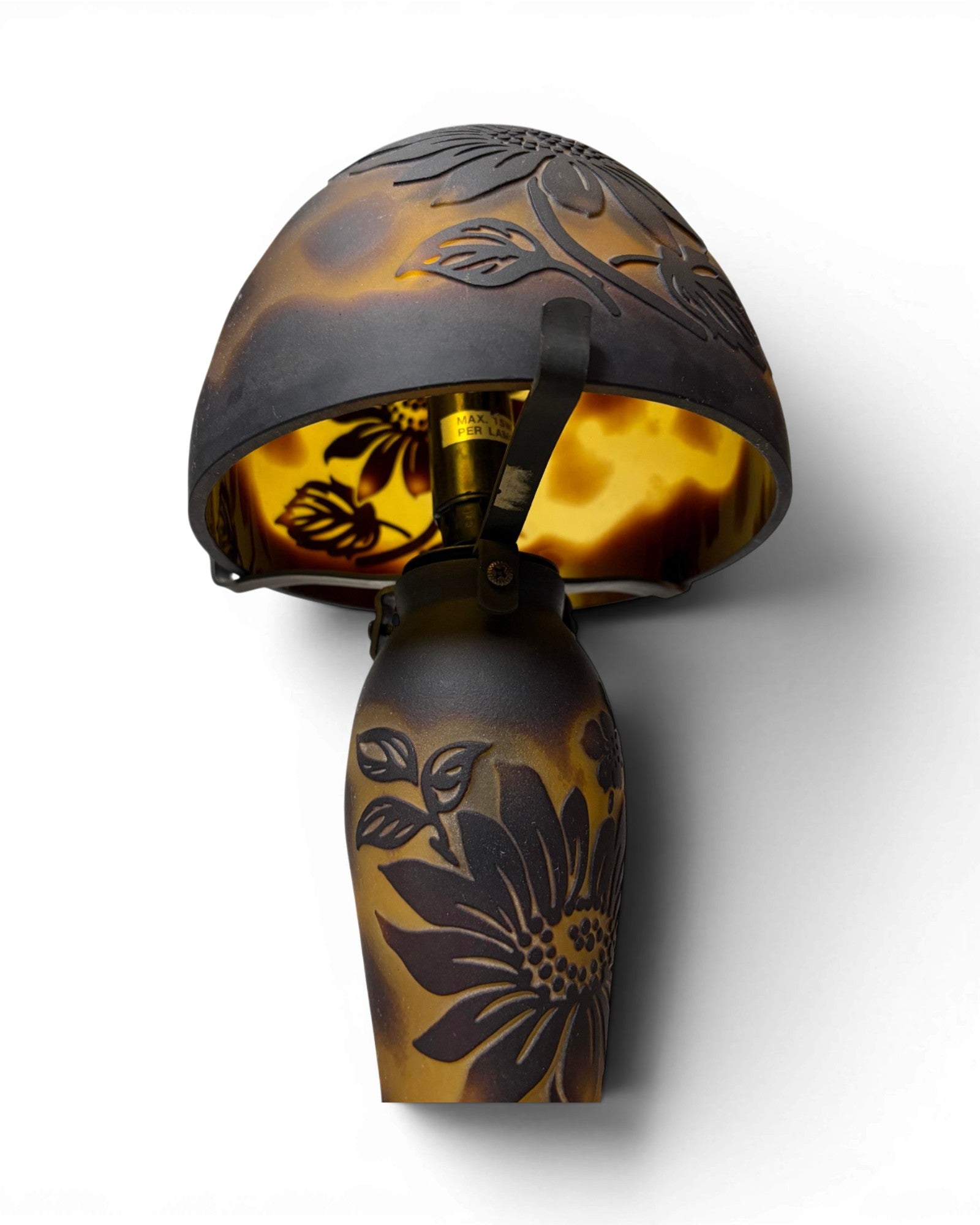 Art Nouveau Cameo Glass Table Lamp - Brown