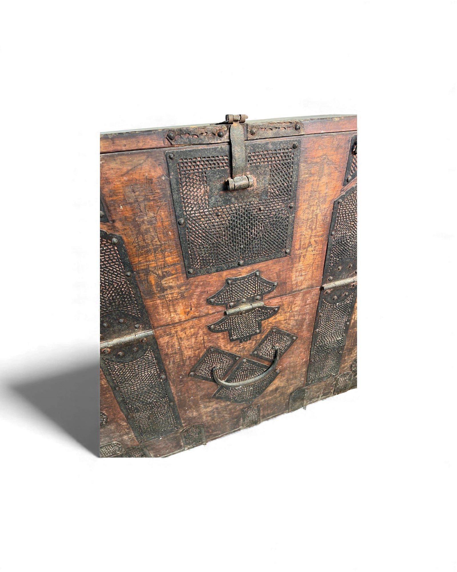 Antique North Korean Banjadi Chest with Iron Paper - Cut Motifs - Surround Living - 30