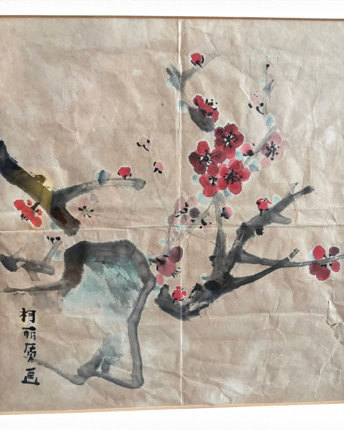 A Pair of Vintage Chinese Plum Blossom Paintings