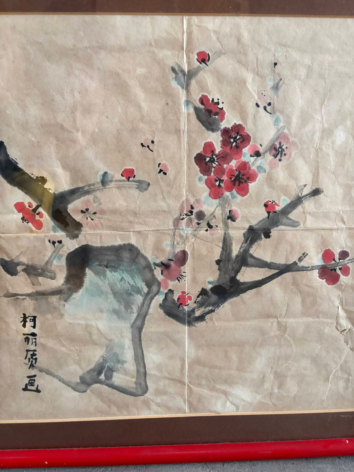 A Pair of Vintage Chinese Plum Blossom Paintings
