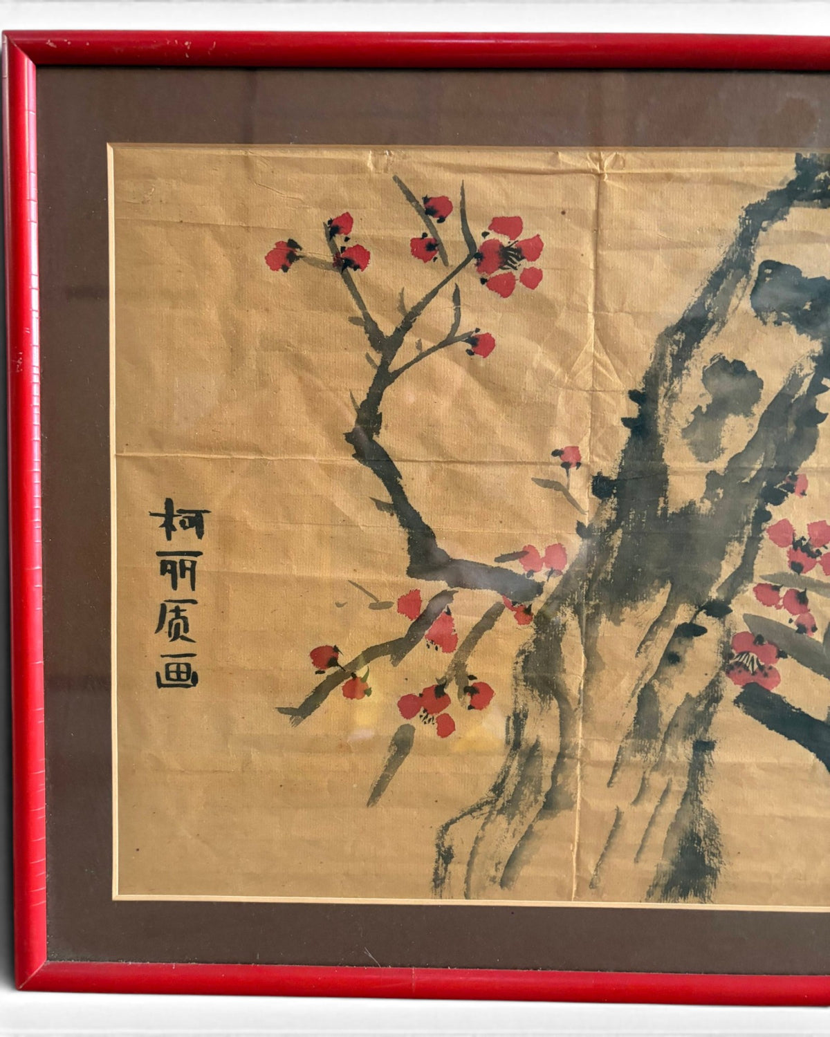 A Pair of Vintage Chinese Plum Blossom Paintings
