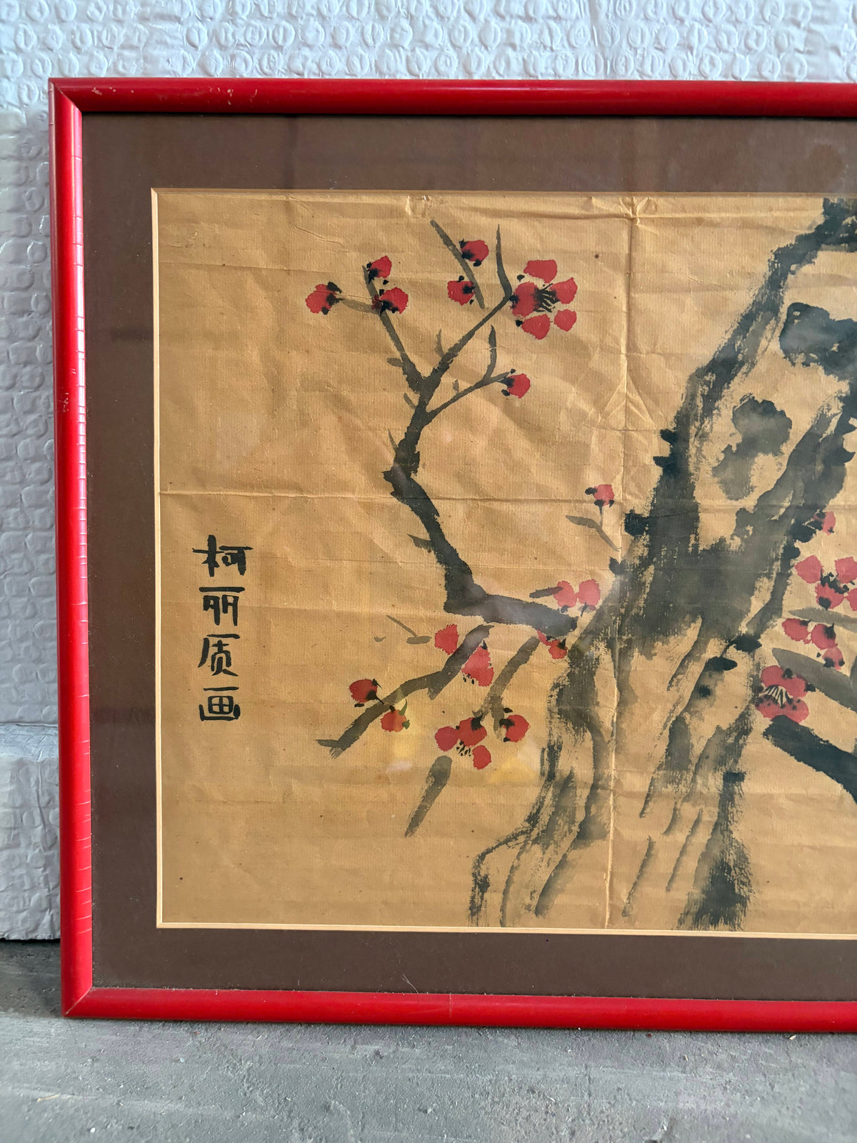 A Pair of Vintage Chinese Plum Blossom Paintings