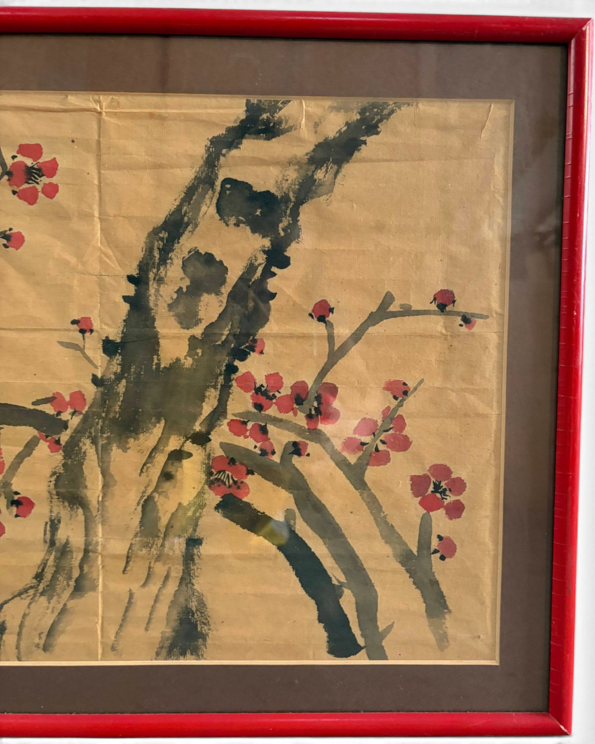 A Pair of Vintage Chinese Plum Blossom Paintings