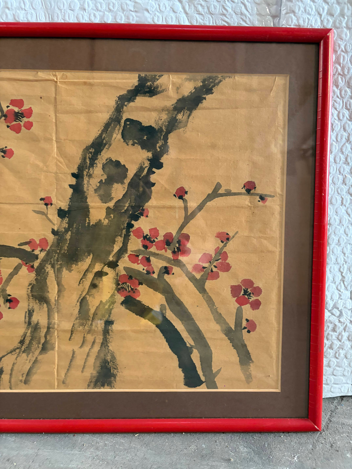 A Pair of Vintage Chinese Plum Blossom Paintings