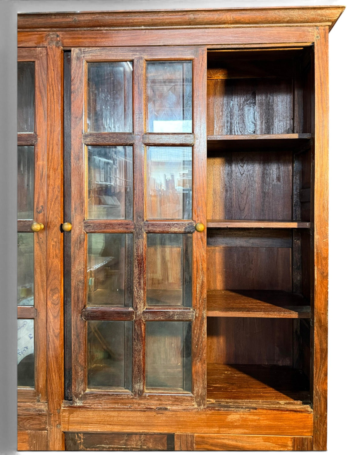 Teak Glass Kitchen Cabinet