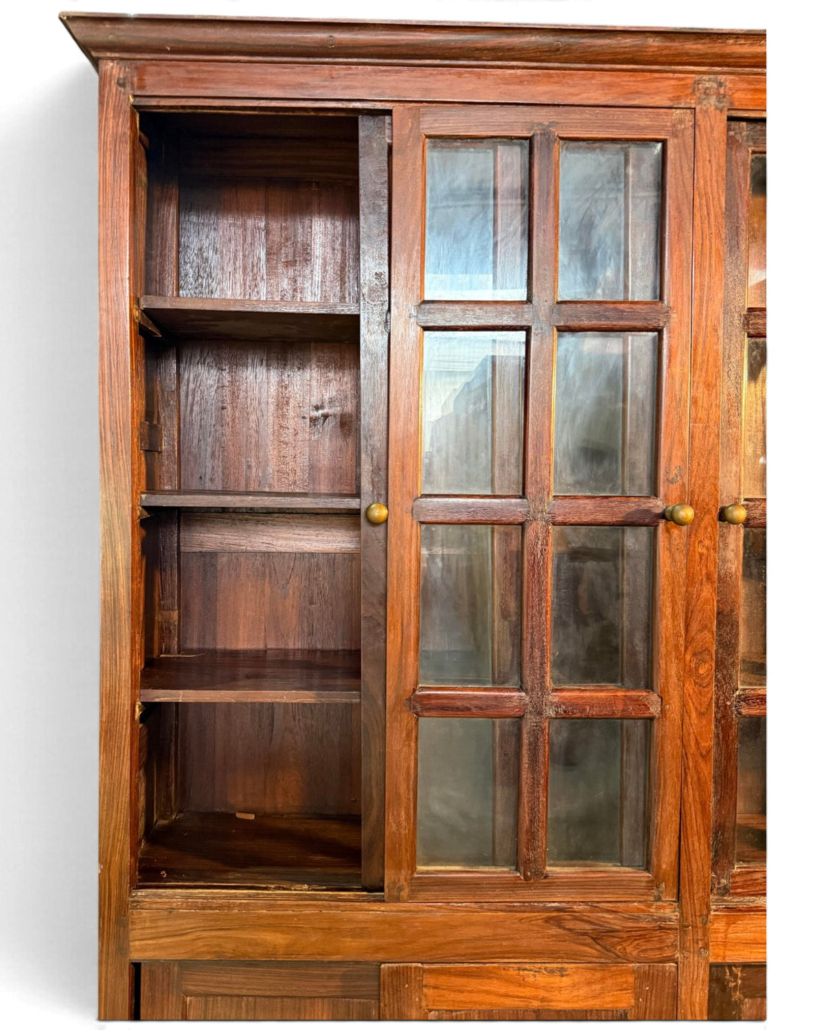 Teak Glass Kitchen Cabinet