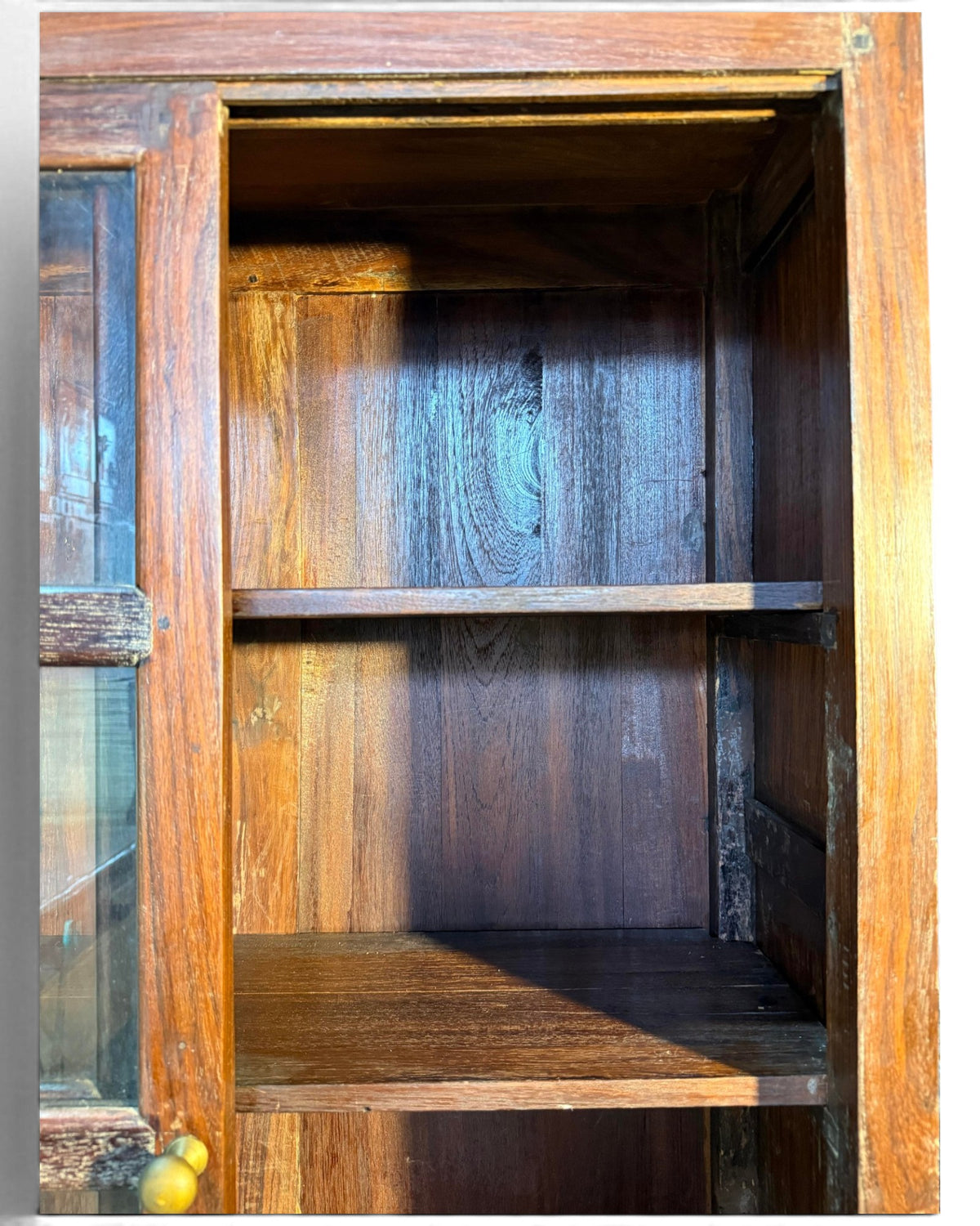 Teak Glass Kitchen Cabinet