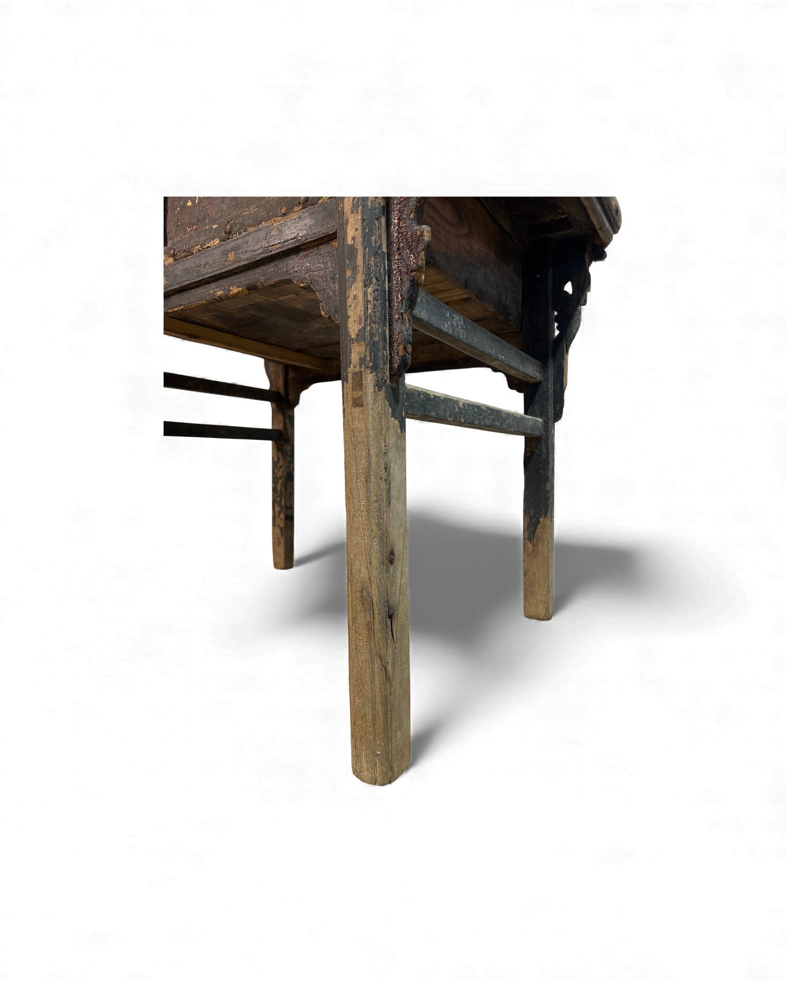 Chinese Carved Coffer with Traces of Red & Black Lacquer, Elm Wood - Surround Living - 15