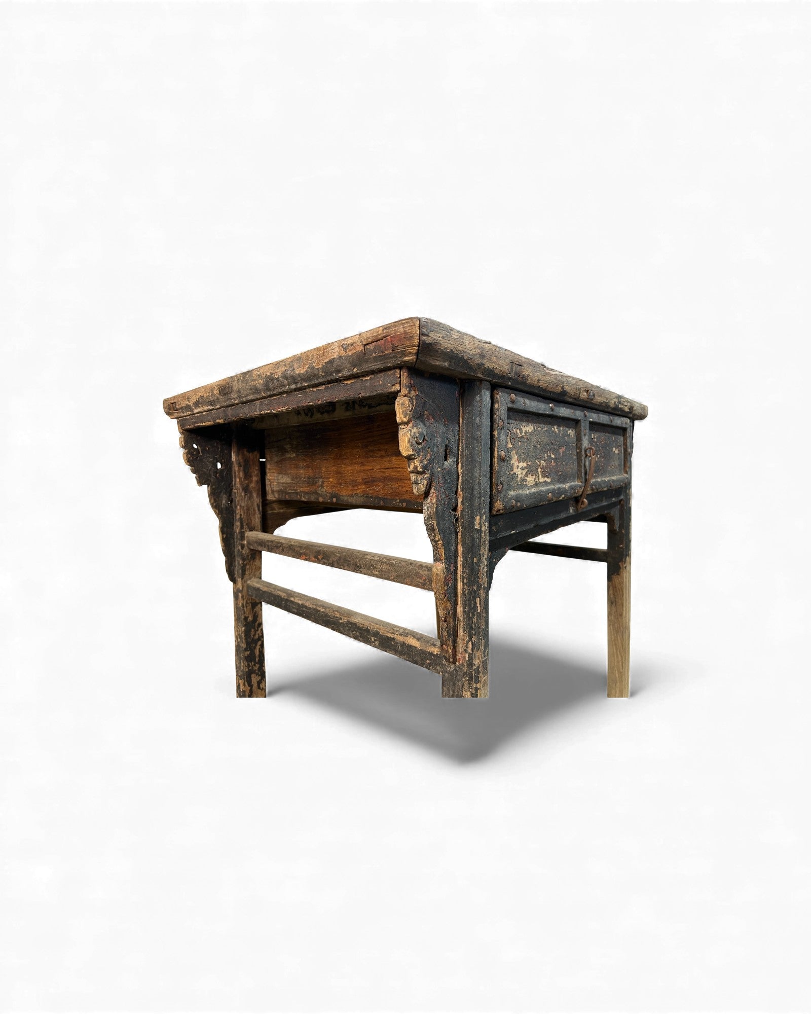 Chinese Carved Coffer with Traces of Red & Black Lacquer, Elm Wood - Surround Living - 51