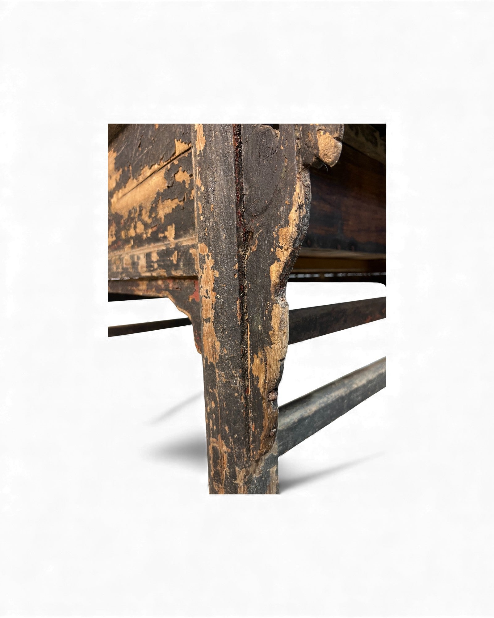 Chinese Carved Coffer with Traces of Red & Black Lacquer, Elm Wood - Surround Living - 26