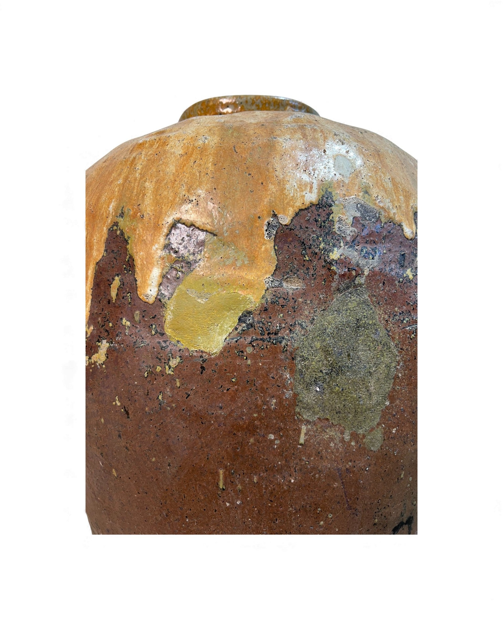 Chinese Glazed Wine Storage Jar (Maroon & Mustard Drip Glaze) - Surround Living - 2