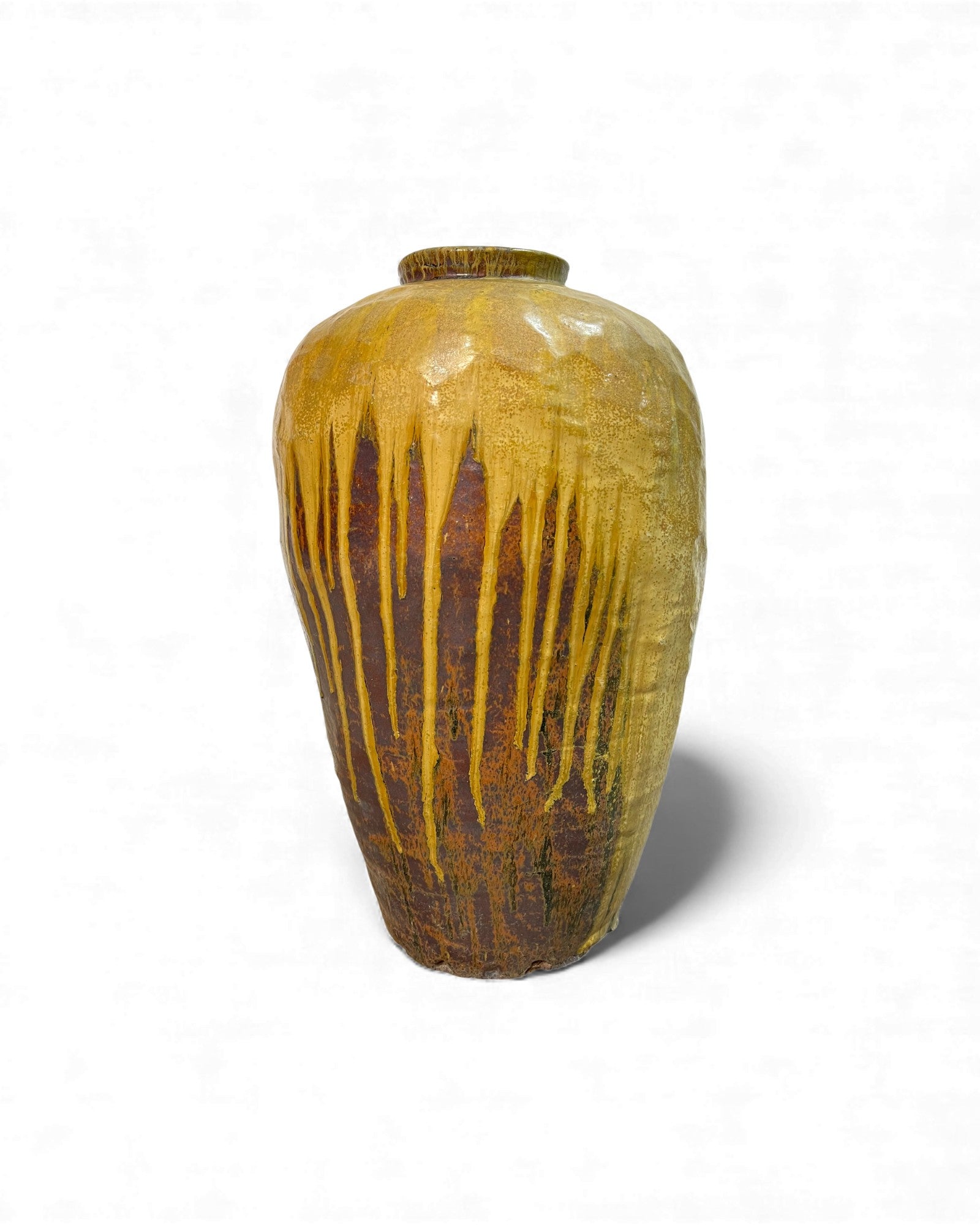 Chinese Glazed Wine Storage Jar (Mustard Drip Glaze) - Surround Living - 2