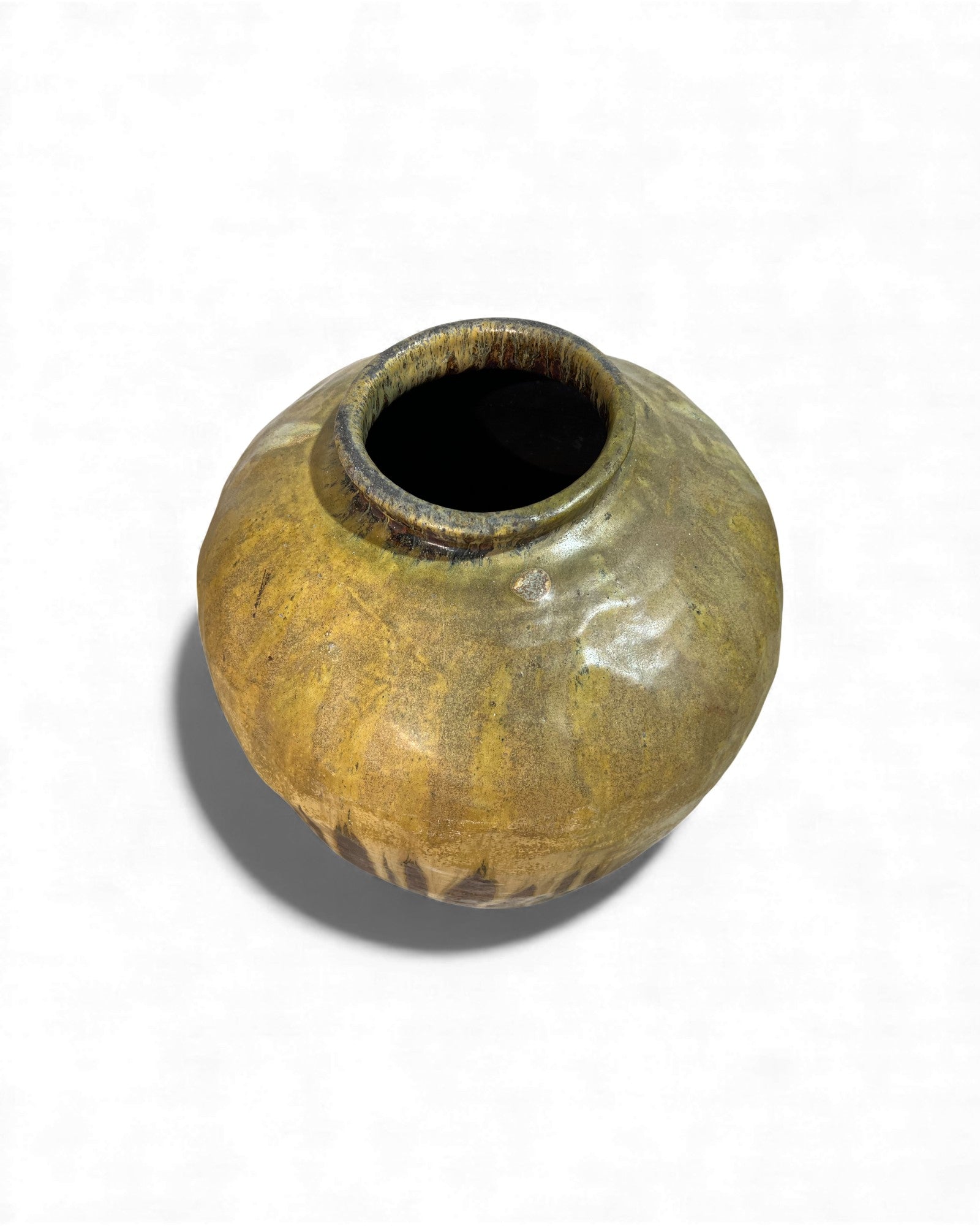 Chinese Glazed Wine Storage Jar (Mustard Drip Glaze) - Surround Living - 6