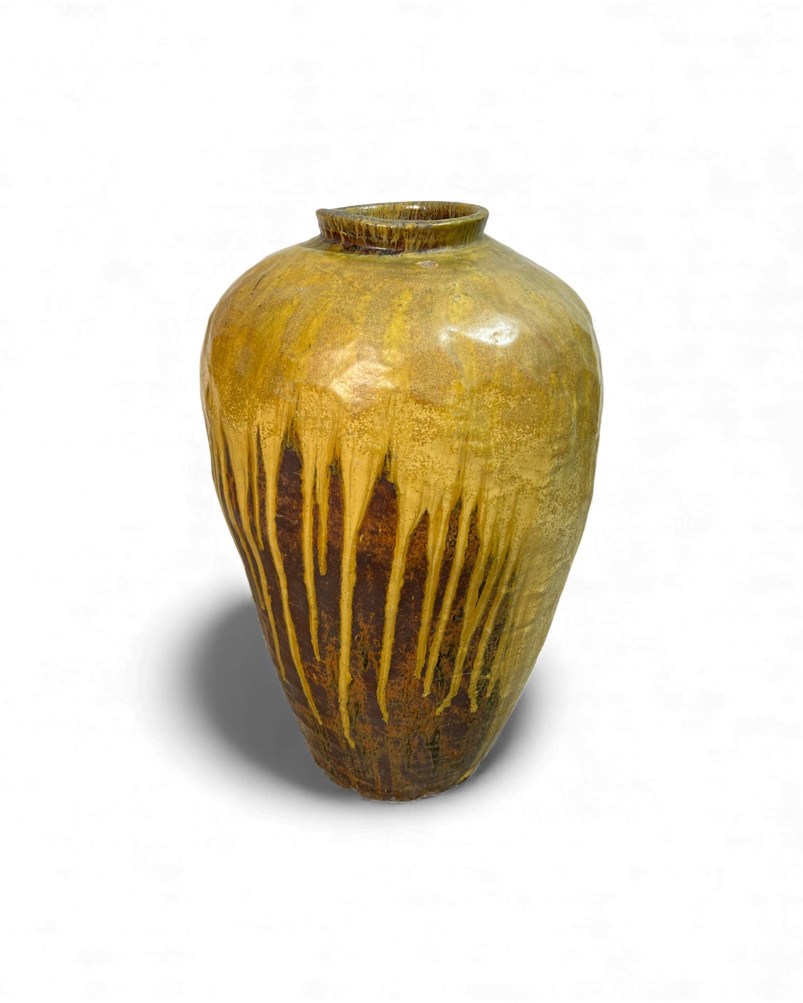 Chinese Glazed Wine Storage Jar (Mustard Drip Glaze) - Surround Living - 8