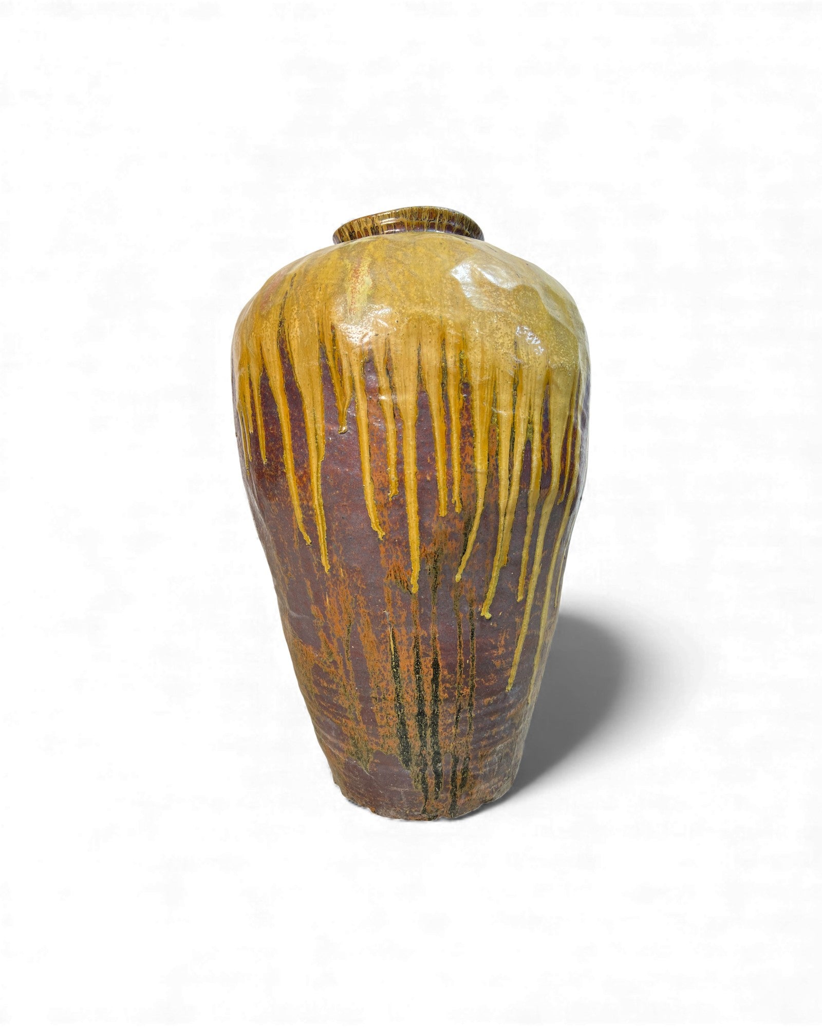 Chinese Glazed Wine Storage Jar (Mustard Drip Glaze) - Surround Living - 12