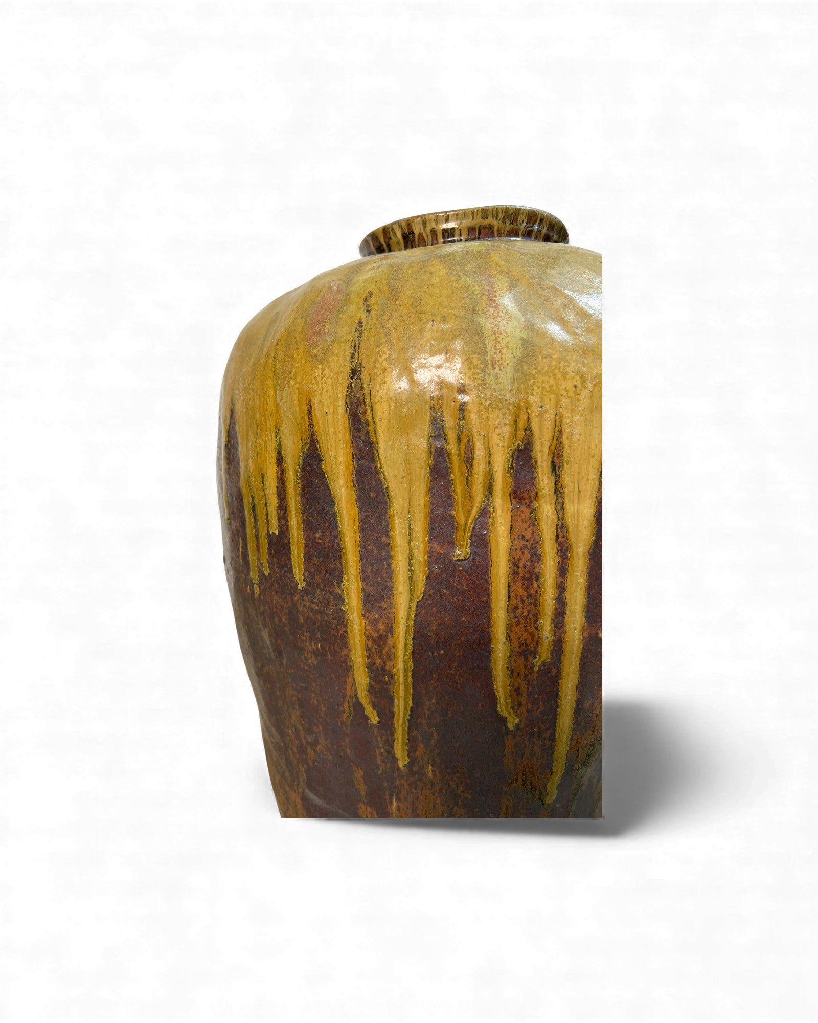 Chinese Glazed Wine Storage Jar (Mustard Drip Glaze) - Surround Living - 14