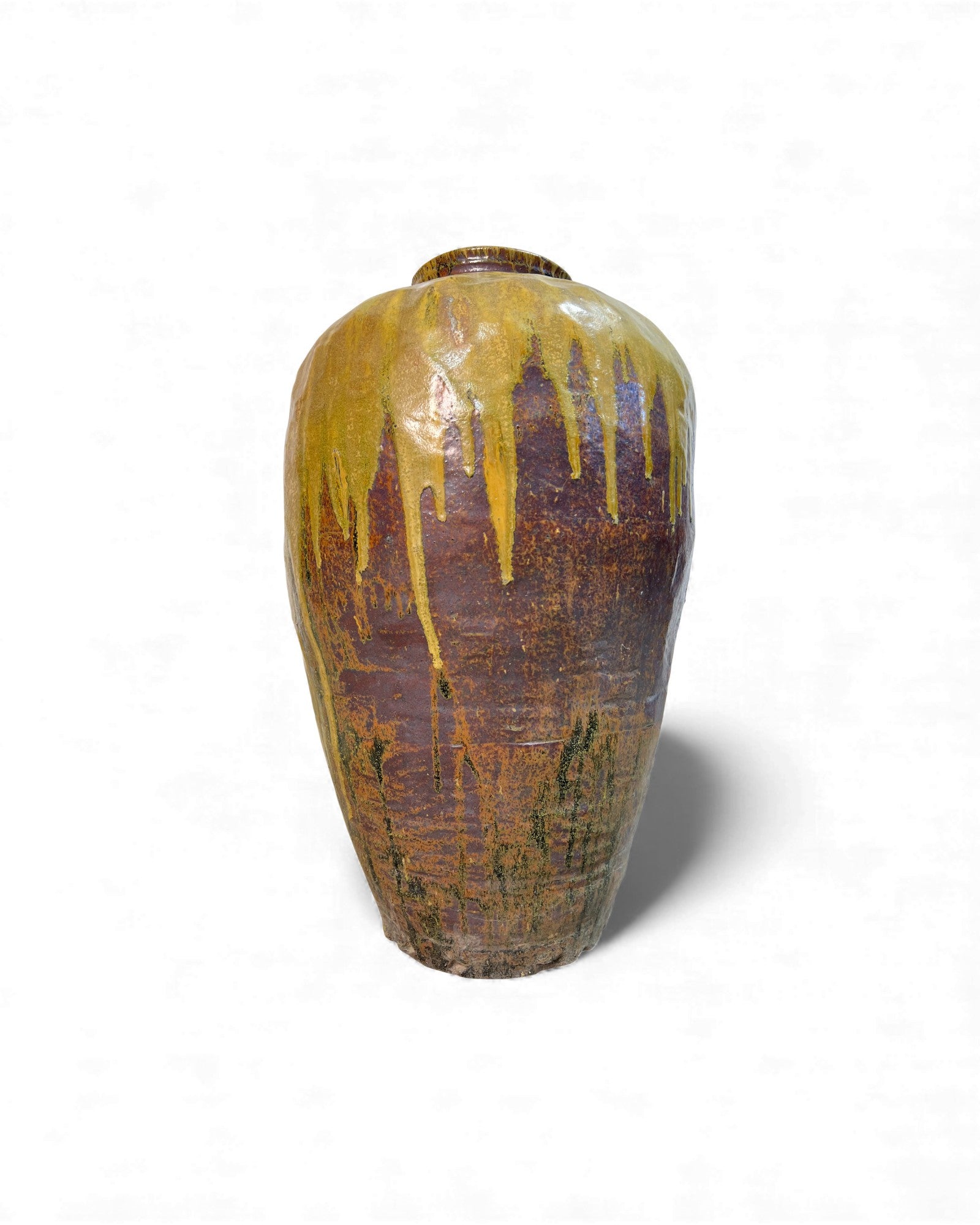 Chinese Glazed Wine Storage Jar (Mustard Drip Glaze) - Surround Living - 17