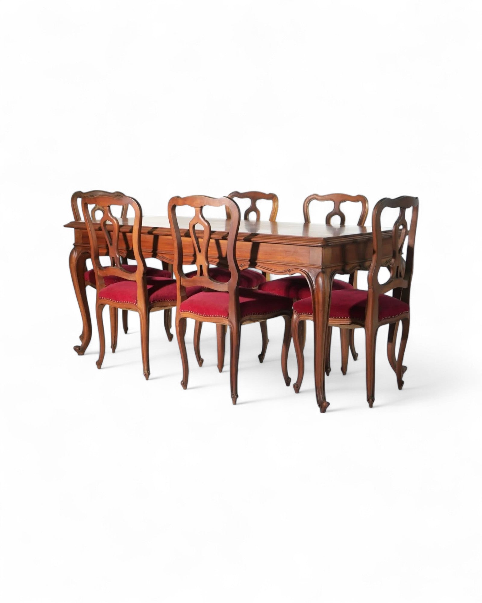 Italian Solid Walnut Louis XV Dining Table