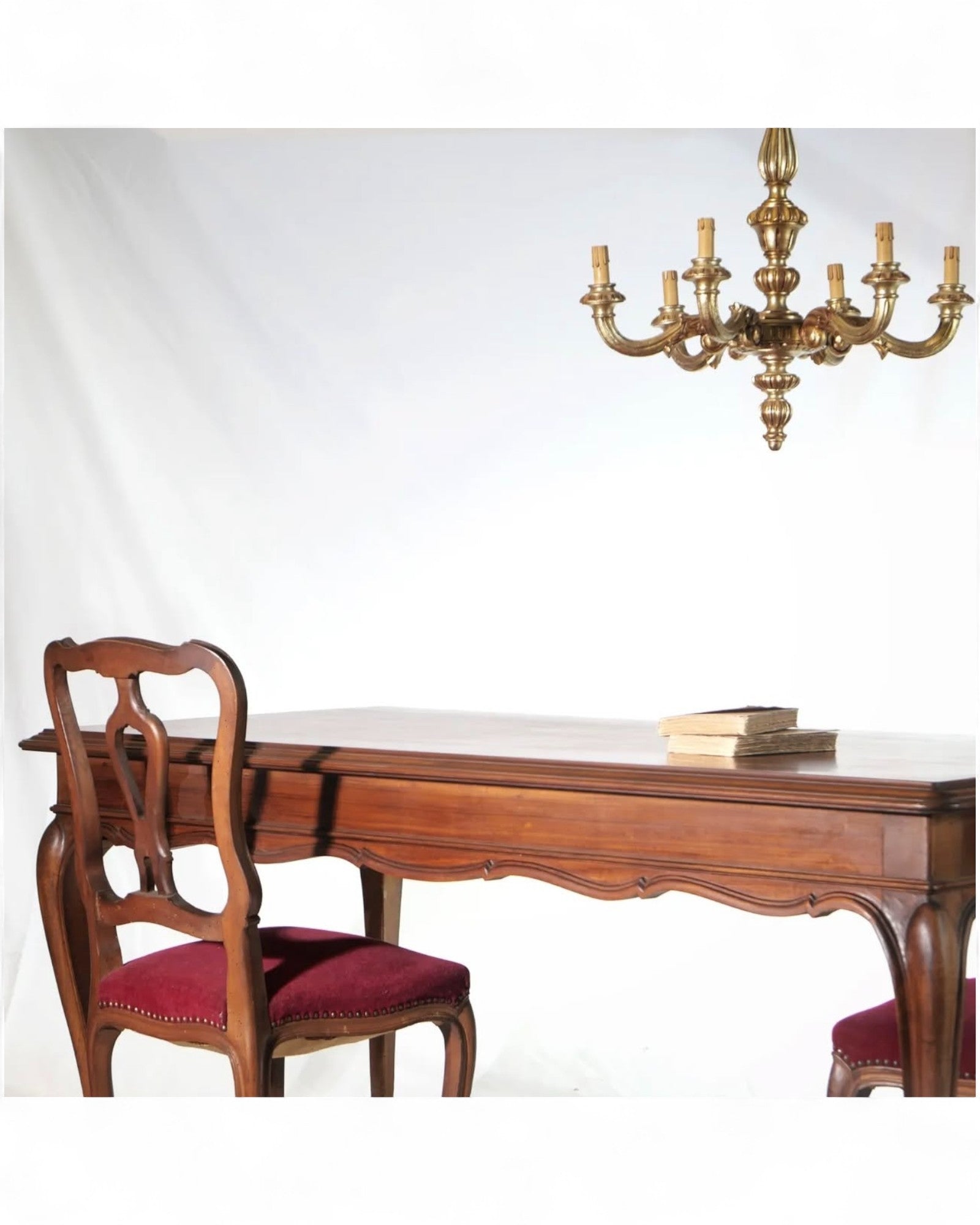 Italian Solid Walnut Louis XV Dining Table