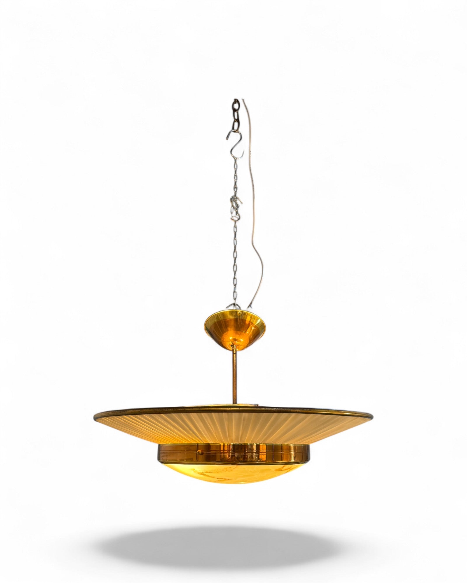 Mid-Century Modern Brass UFO Pendant Lamp