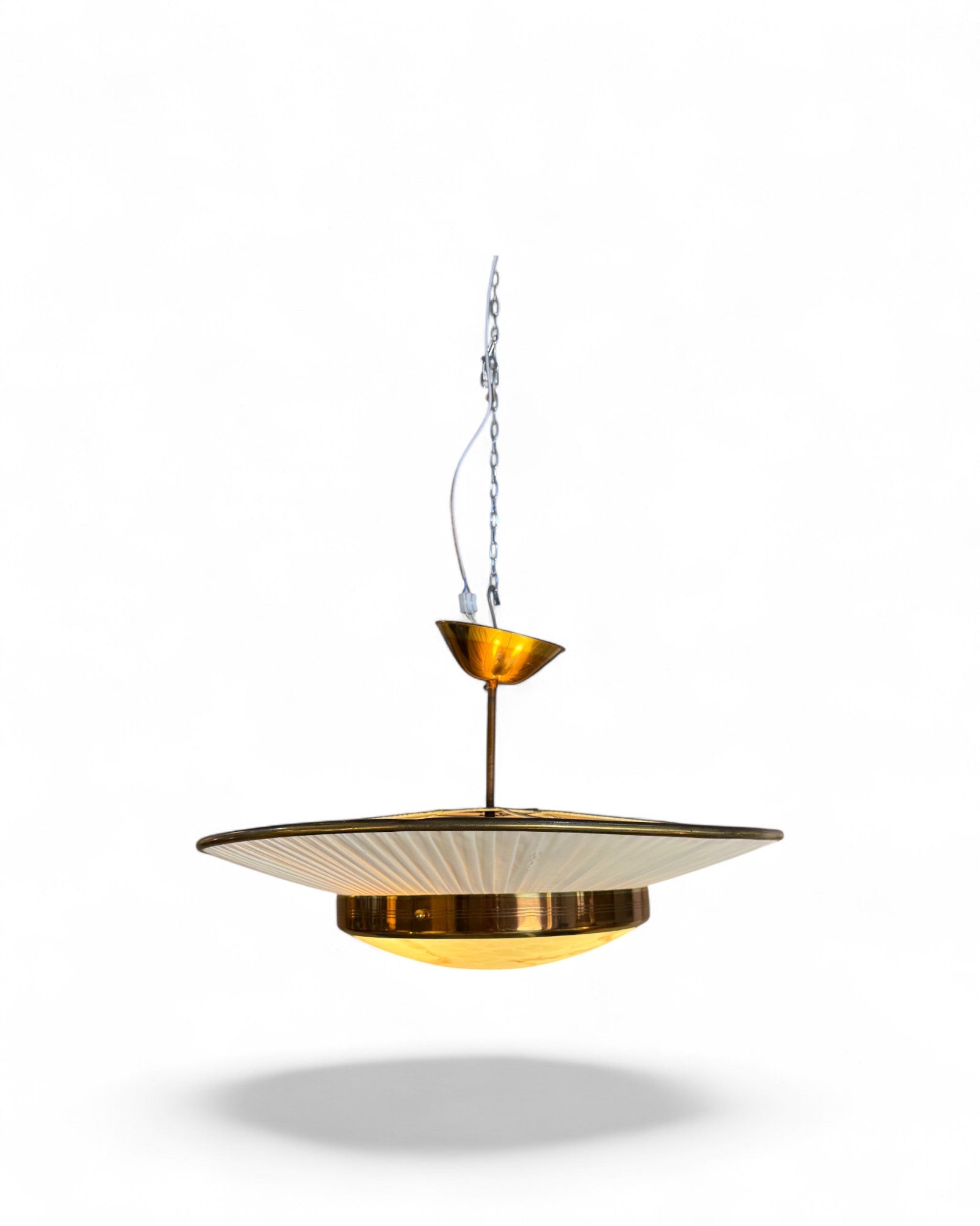 Mid-Century Modern Brass UFO Pendant Lamp