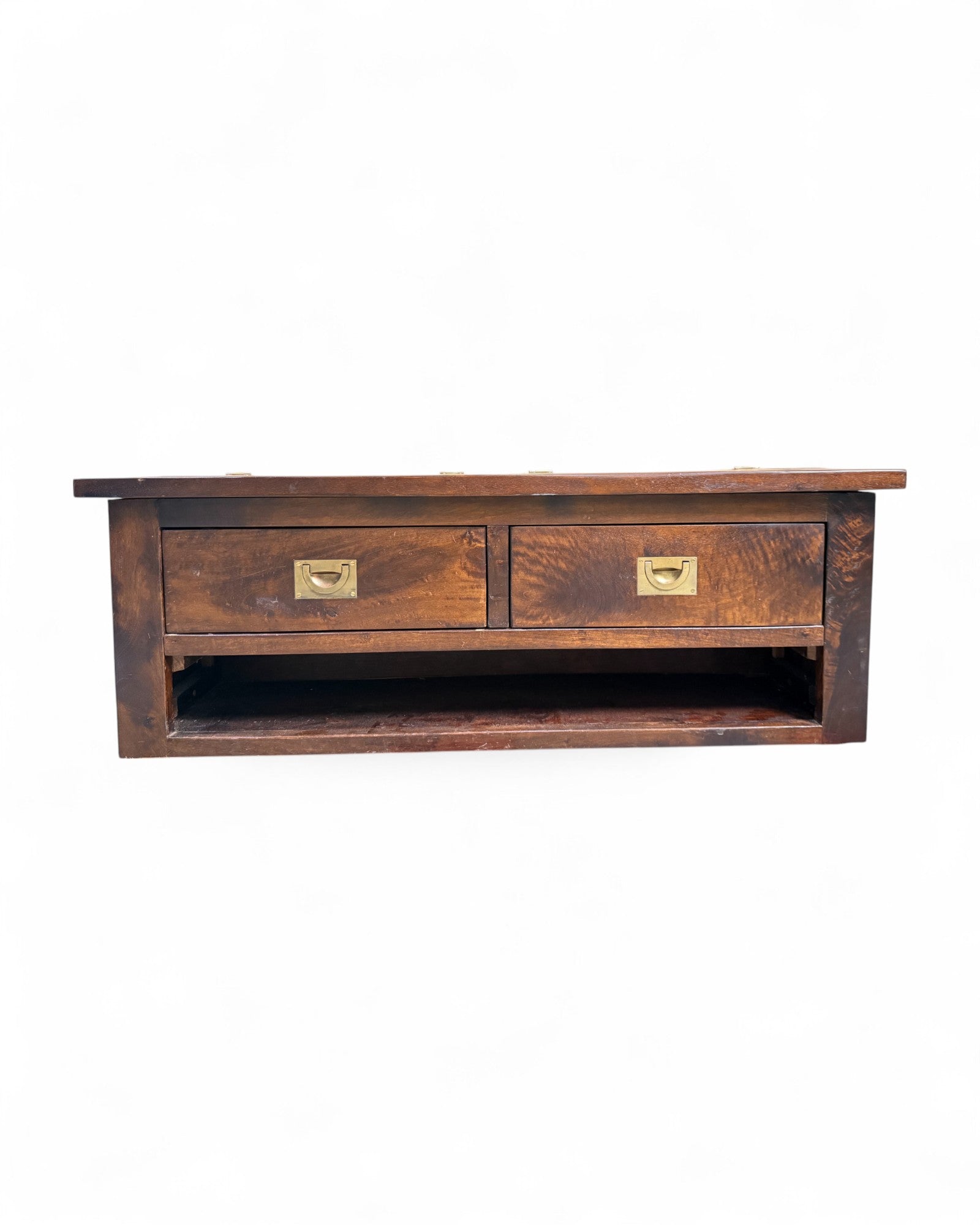 Rustic Campaign-Style Low Console Table