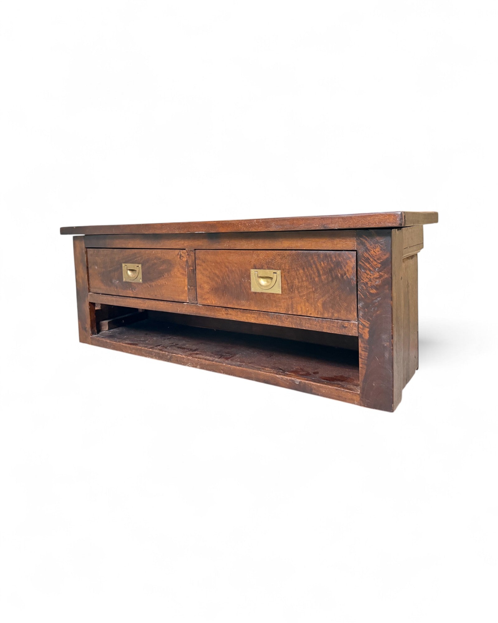 Rustic Campaign-Style Low Console Table