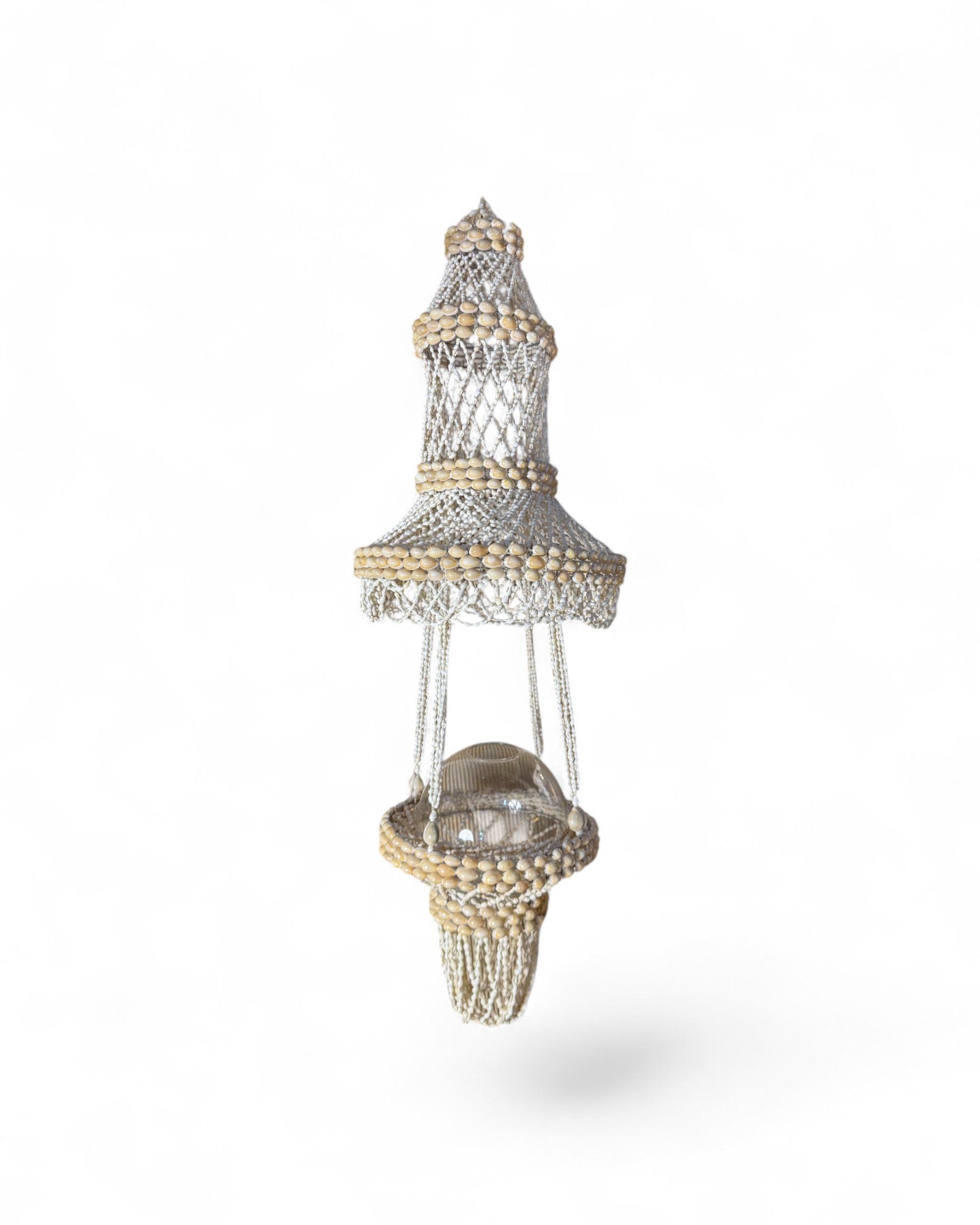 Bohemian Macramé & Shell Tiered Chandelier