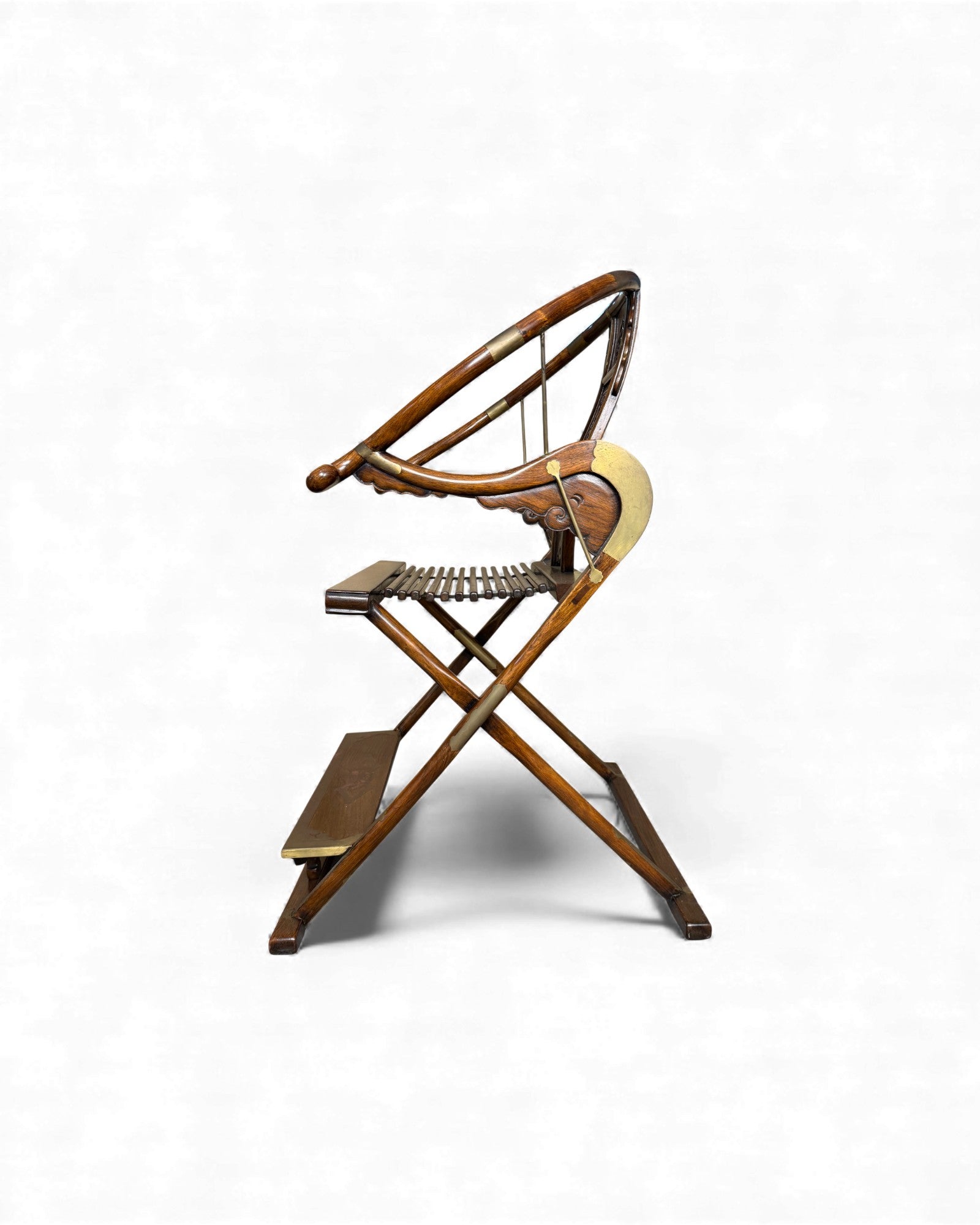 Hunting Chairs x 2 - Huang Hua Li Wood, Inlaid Bronze - Surround Living - 3