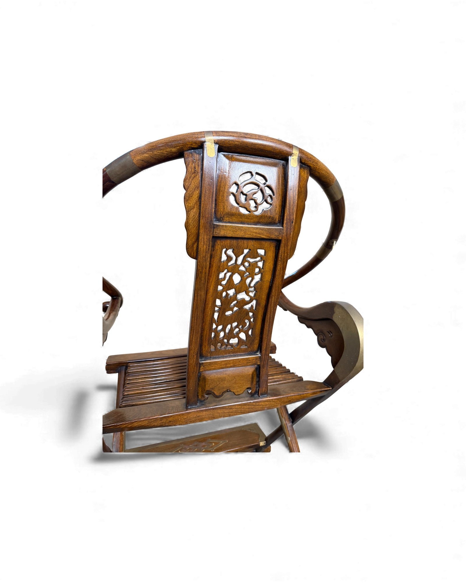 Hunting Chairs x 2 - Huang Hua Li Wood, Inlaid Bronze - Surround Living - 6