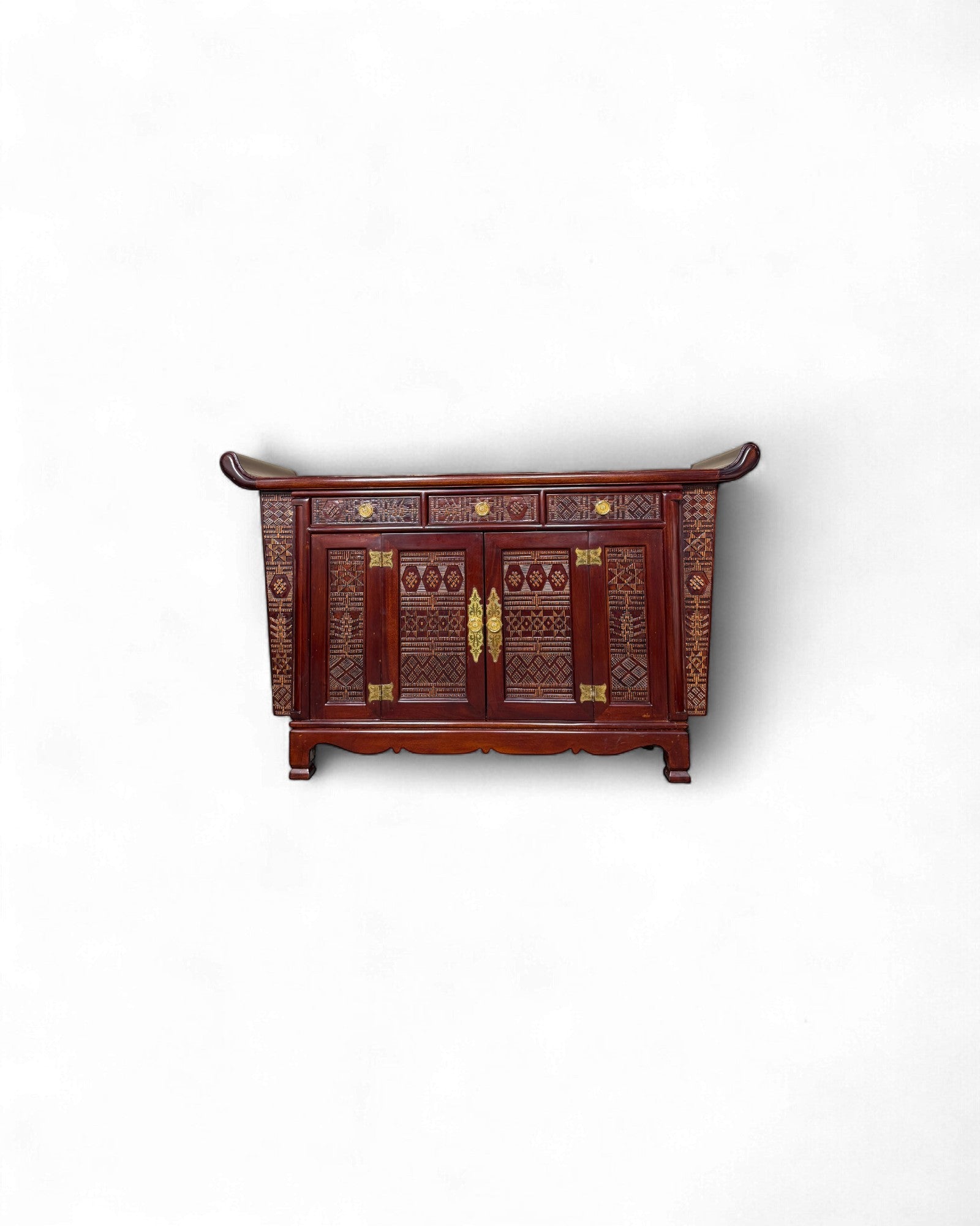 Thai Northern Carved Teak Cabinet with “Khan Tok” Roof Form *Indonesian Cabinet - Surround Living - 1