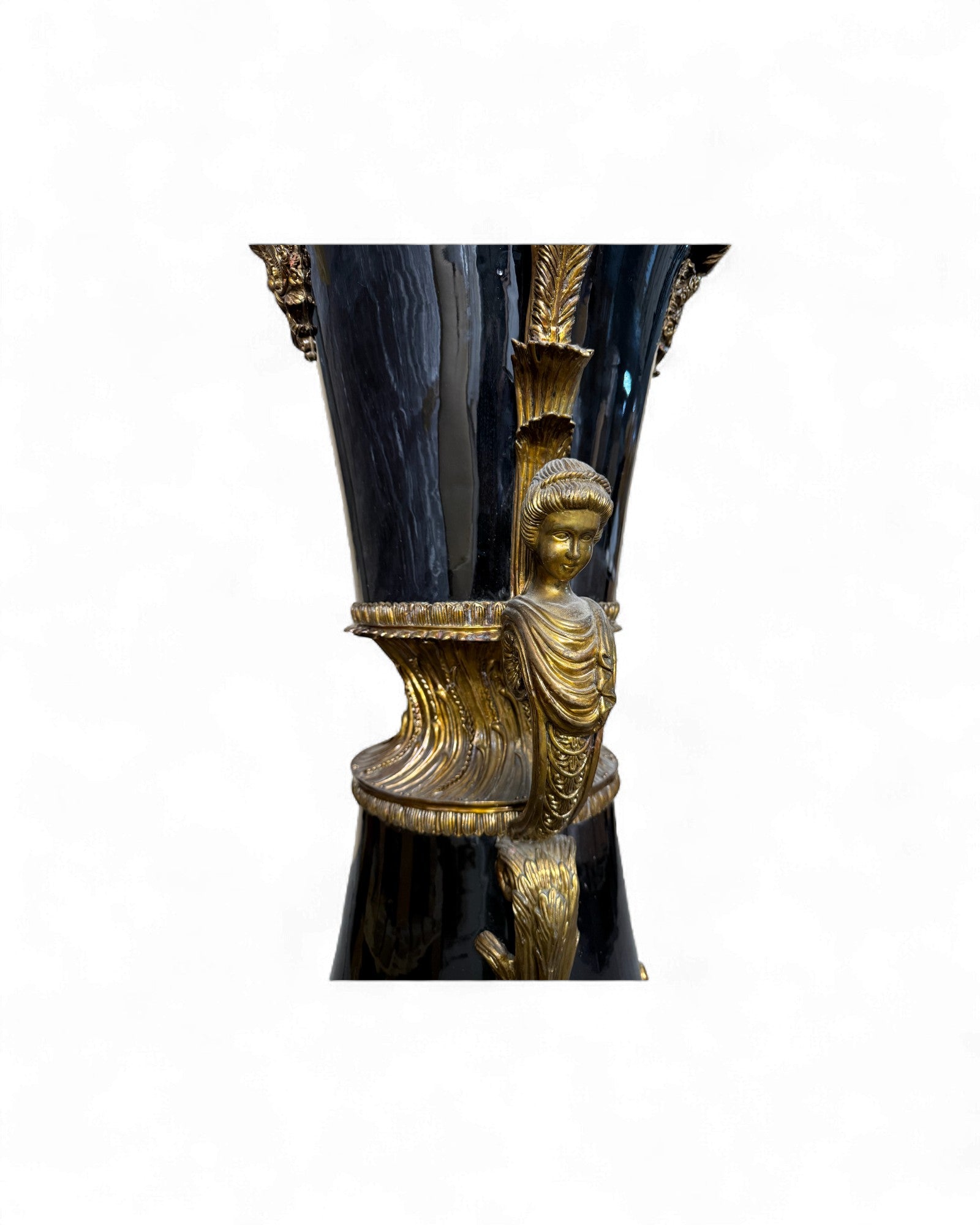 French Empire - Style Bronze Mounted Black Enamel Vase - Surround Living - 11