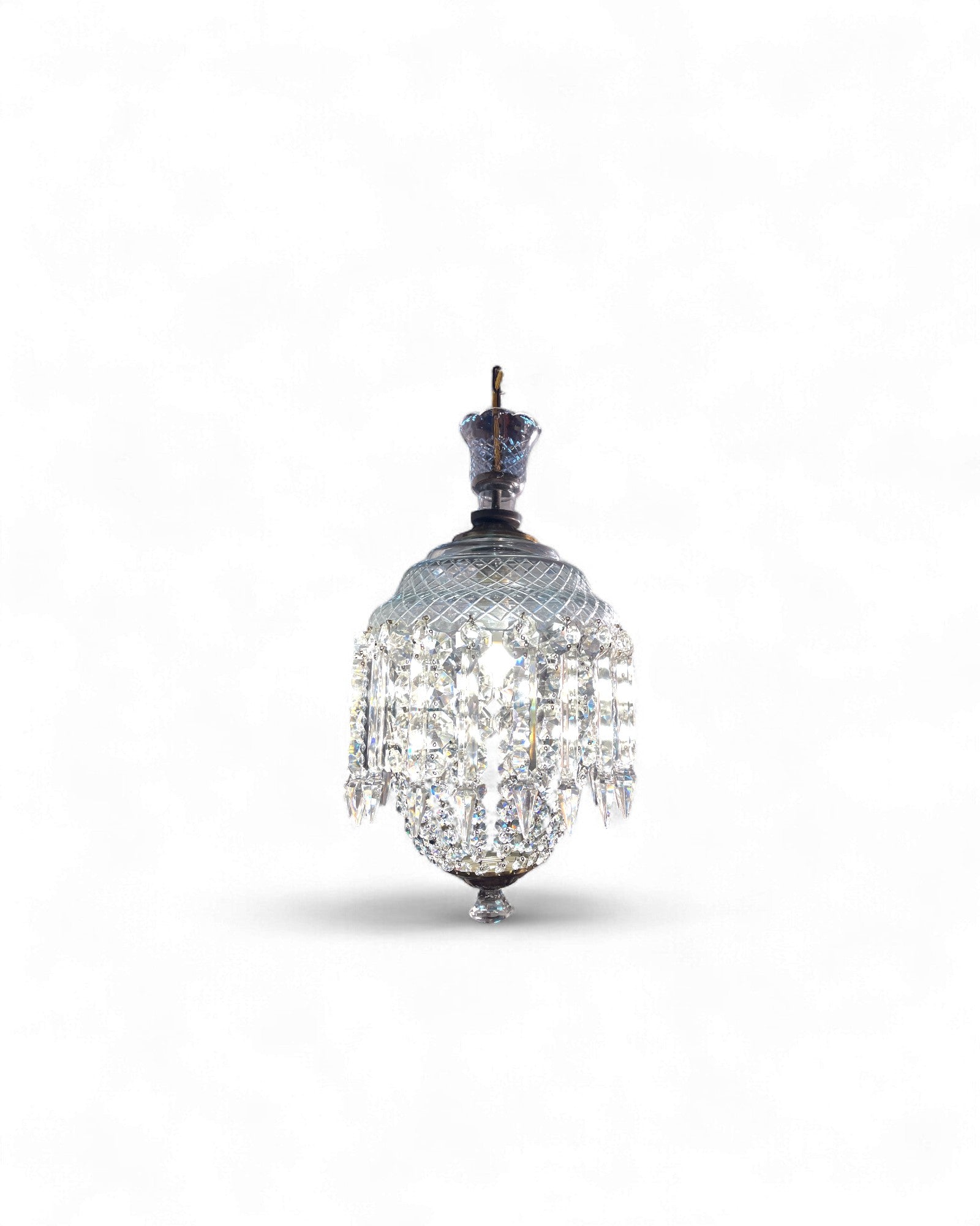 1960s Vintage Crystal Basket Chandelier