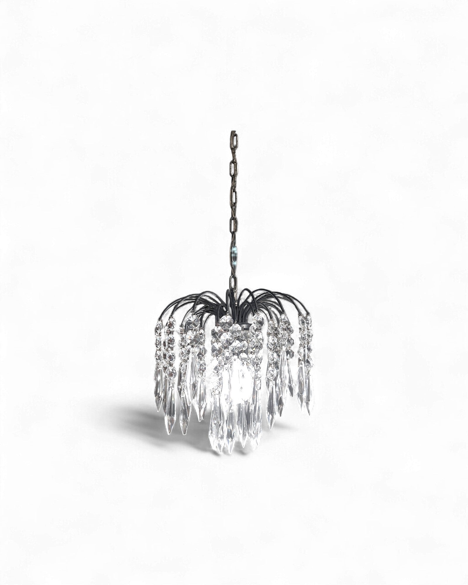 Vintage Waterfall-Style Tiered Crystal Chandelier