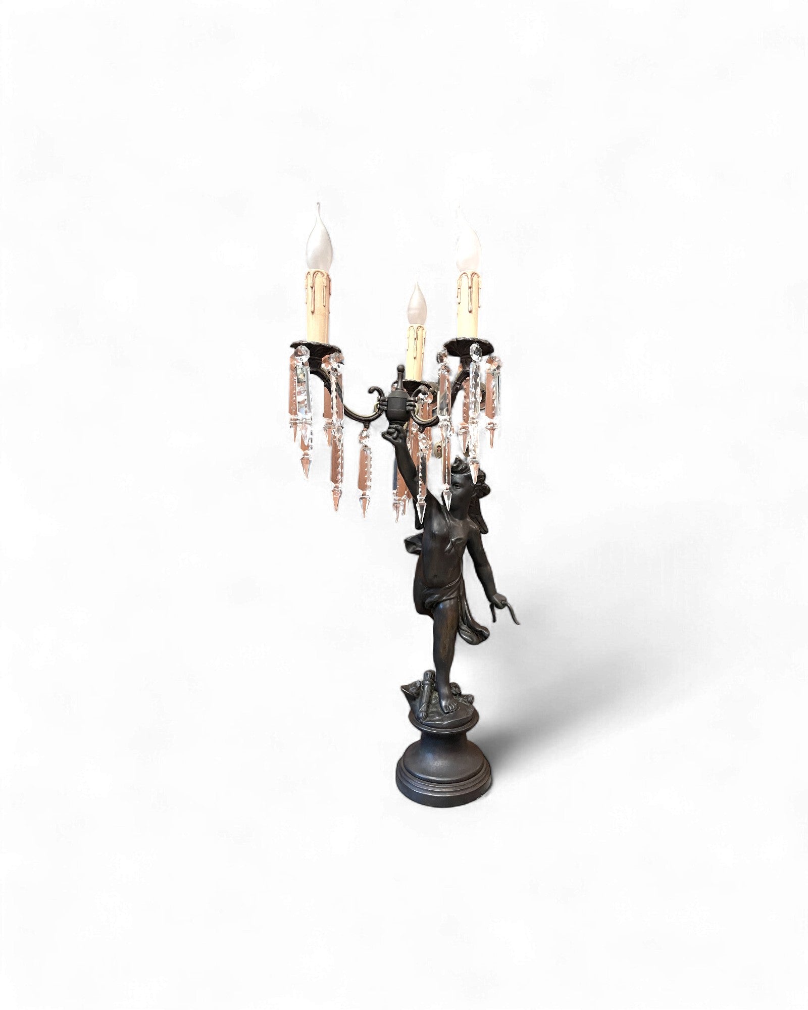 Bronze Cherub Girandole Candelabra Lamp - 3 Light