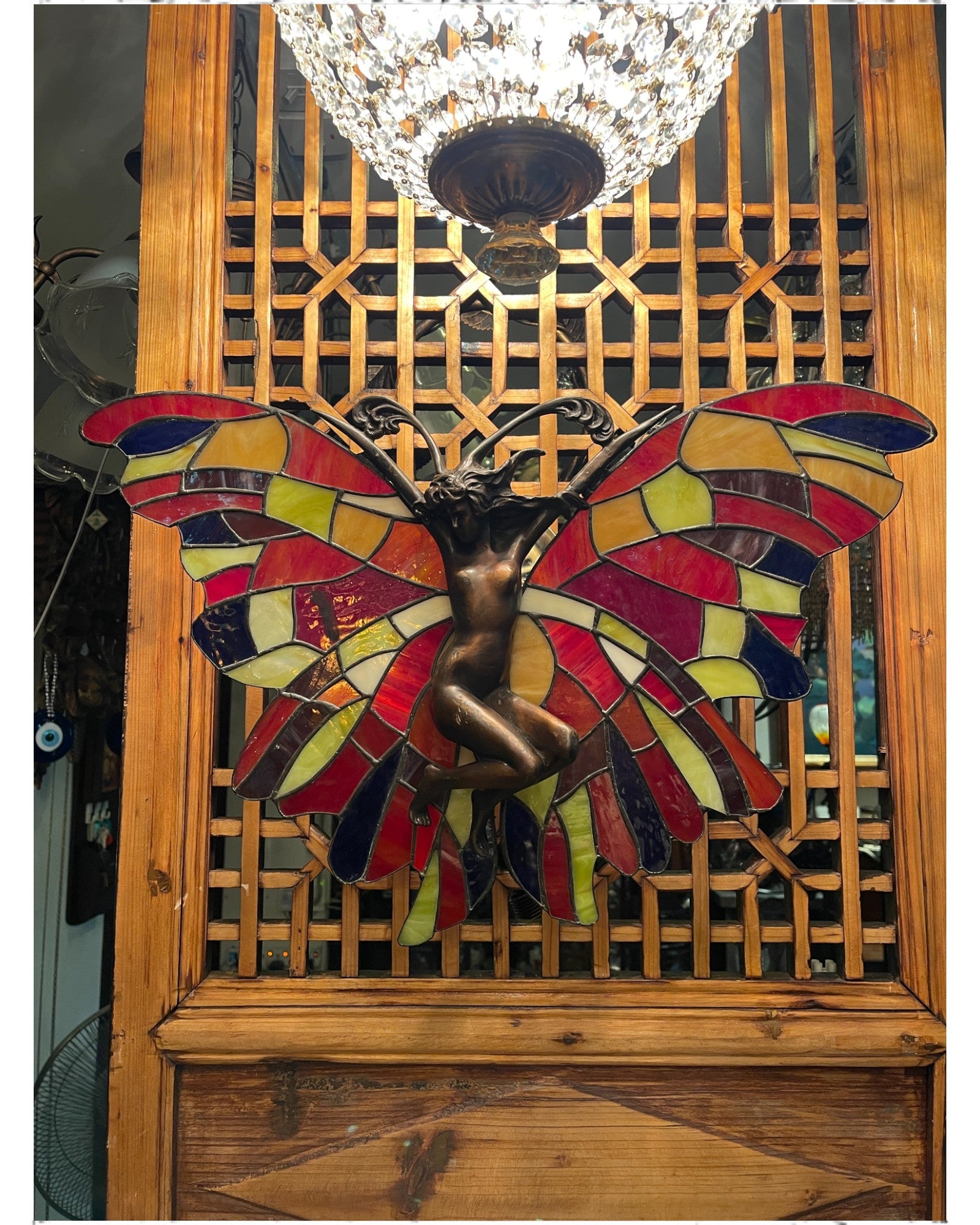 Stained Glass “Butterfly Lady” Wall Sculpture